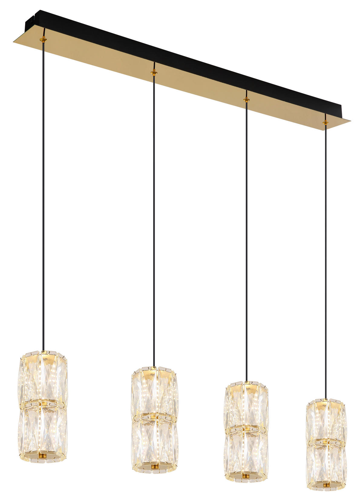 GLOBO Pendelleuchte mattschwarz gold klar Glas Metall B/H/T/L: ca. 9,5x150x84,5x84,5 cm 1.0 Brennstellen Stefanie - gold/klar (84,50/9,50/150,00cm) - GLOBO