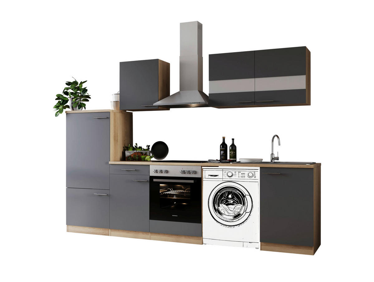 Respekta Küchenblock Merle grau B/H/T: ca. 280x200x60 cm Merle - Eiche/grau (280,00/200,00/60,00cm) - Respekta