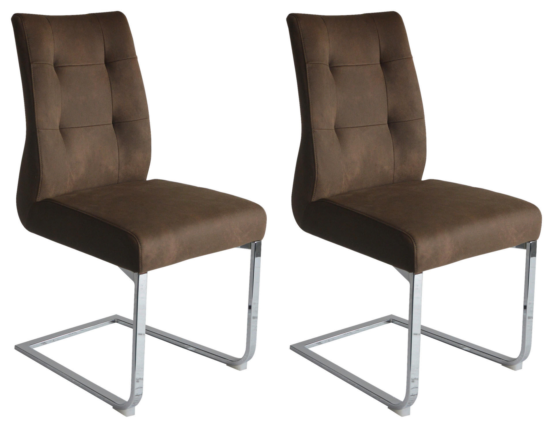 Schwingstuhl MARLEN-XXL  2er-Set dunkelbraun Vintage Chrom Stoff Metall B/H/T: ca. 72x96x80 cm MARLEN-XXL  2er-Set - dunkelbraun/Chrom (72,00/96,00/80,00cm) - byLIVING