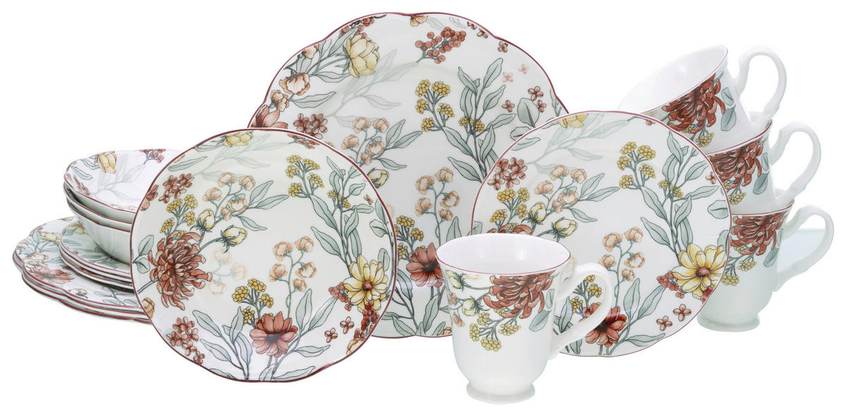 CreaTable Kombiservice Fiore bunt Steingut 16 tlg. Fiore - bunt - CreaTable