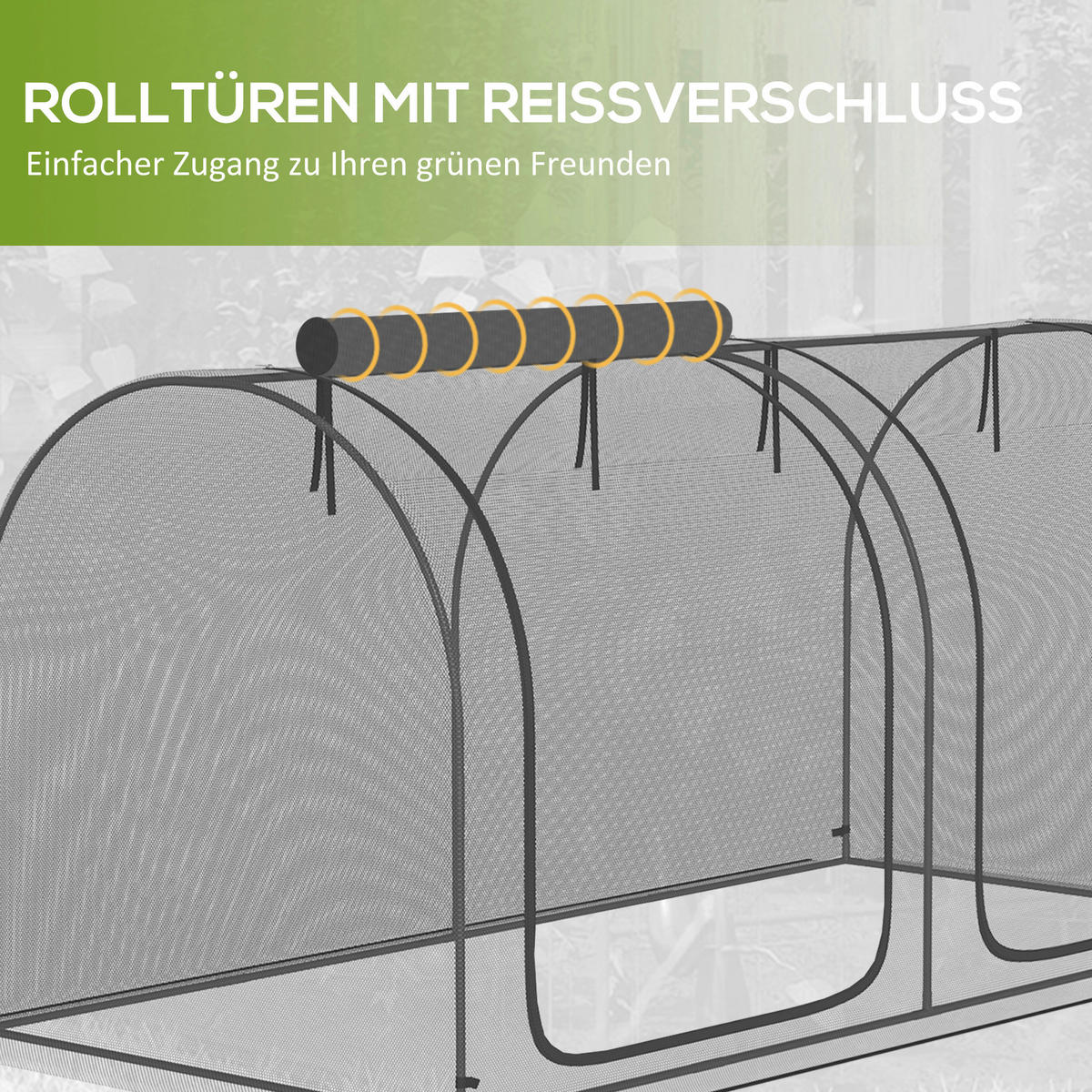 Outsunny Pflanzenschutznetz schwarz Kunststoff B/H/L: ca. 120x120x249 cm Pflanzenschutznetz - schwarz (249,00/120,00/120,00cm) - Outsunny