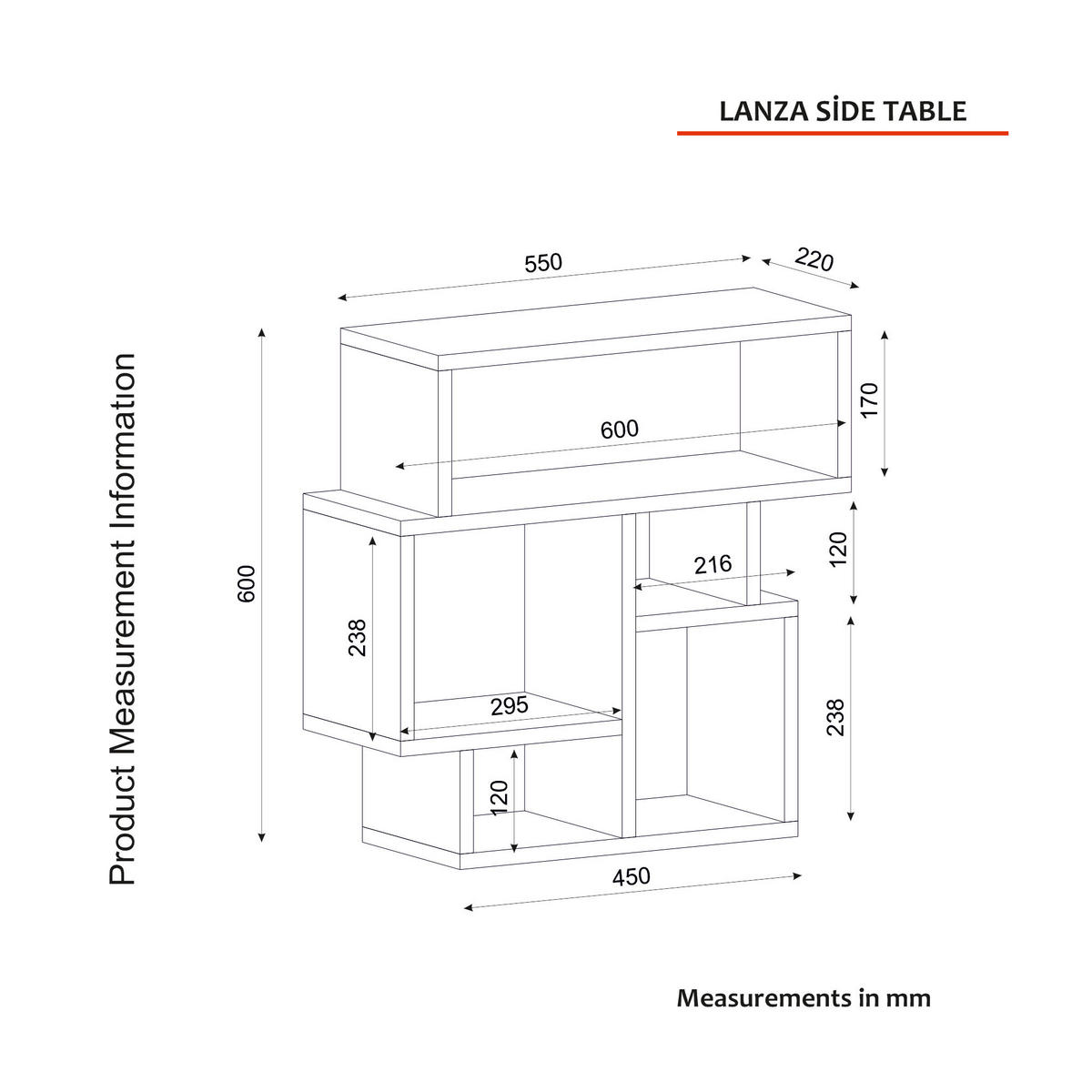 Beistelltisch Lanza walnuss Nachbildung Spanplatte B/H/T: ca. 55x60x22 cm Lanza - walnuss (55,00/60,00/22,00cm) - moebel17