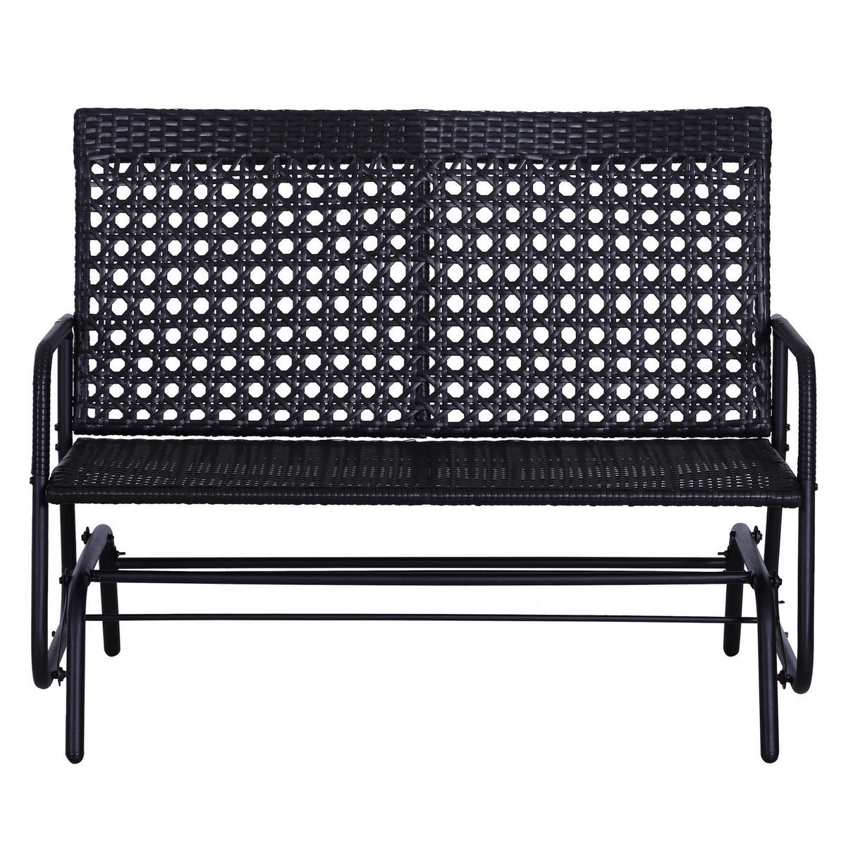 Outsunny Schaukelbank schwarz Metall B/H/L: ca. 76x90x120 cm Schaukelbank - schwarz (120,00/76,00/90,00cm) - Outsunny