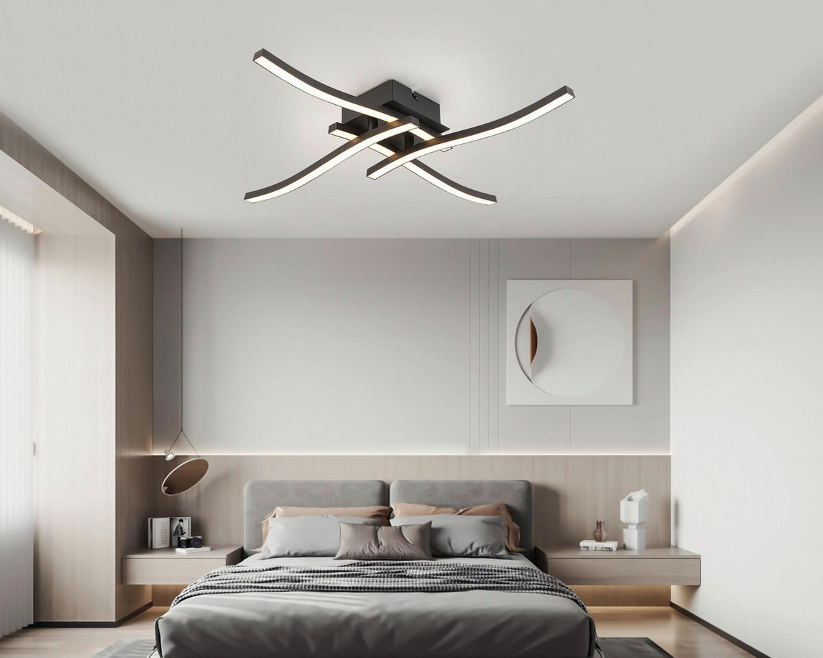 Deckenleuchte schwarz Metall B/H/L: ca. 50x12x50 cm LED-Deckenleuchte_Kim - schwarz (50,00/50,00/12,00cm)