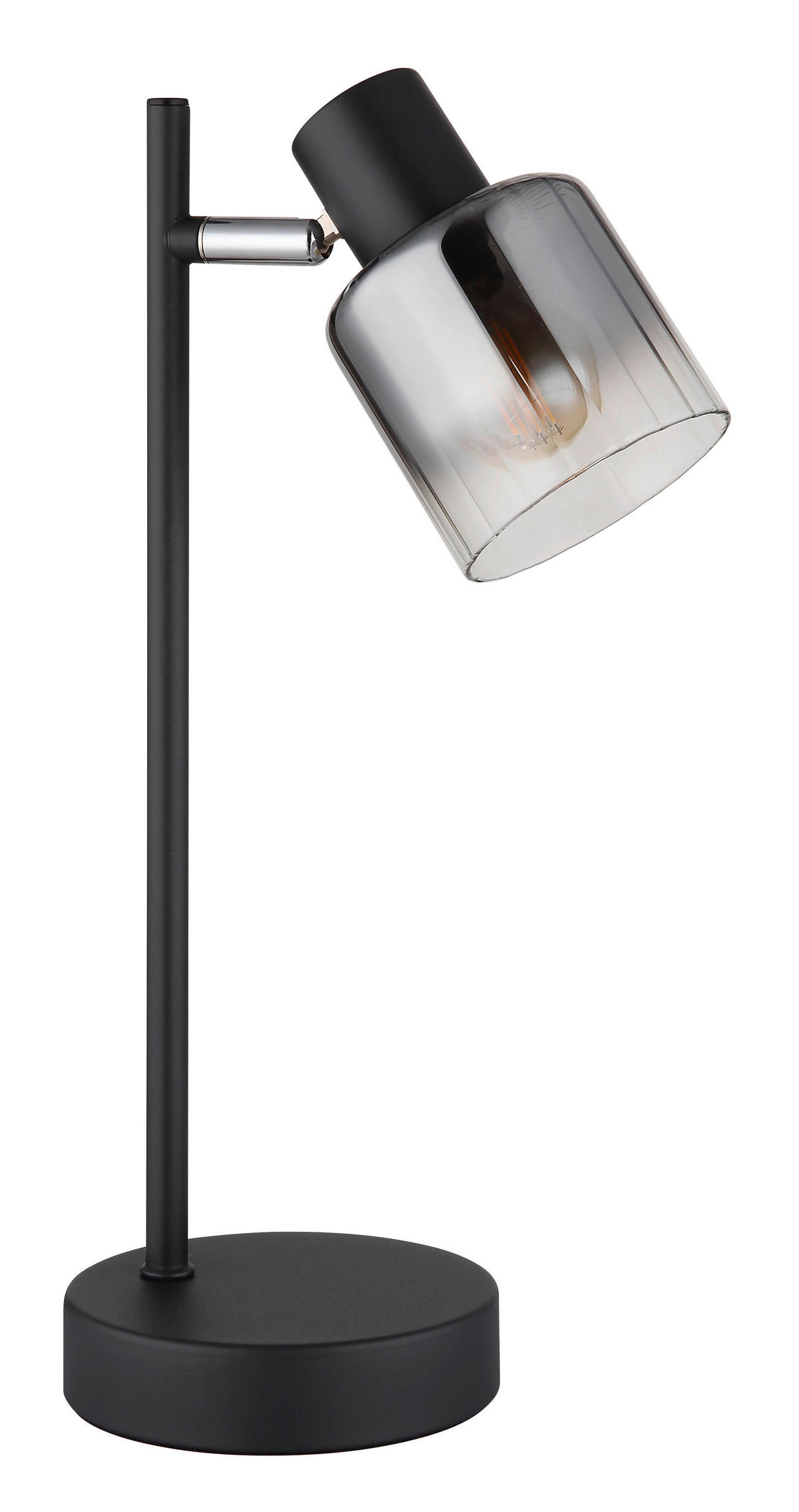 GLOBO Tischleuchte JACK 50400108 klar schwarz Rauch Glas Metall B/H/L: ca. 13,5x35x12 cm E14 1 Brennstellen JACK - klar/schwarz (12,00/13,50/35,00cm) - GLOBO