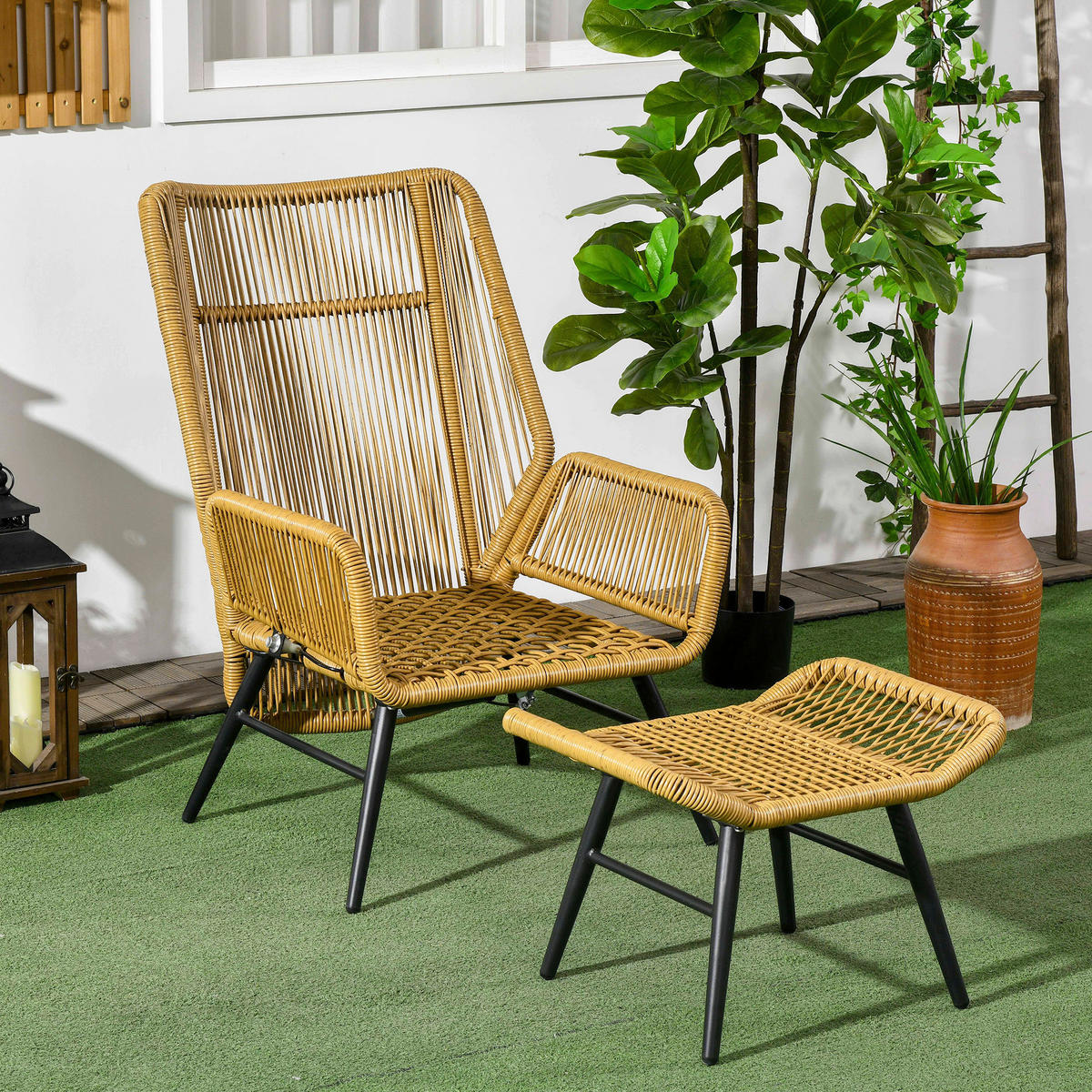 Outsunny Gartensessel natur Polyester B/H/L: ca. 83x94x67 cm Gartensessel - natur (67,00/83,00/94,00cm) - Outsunny