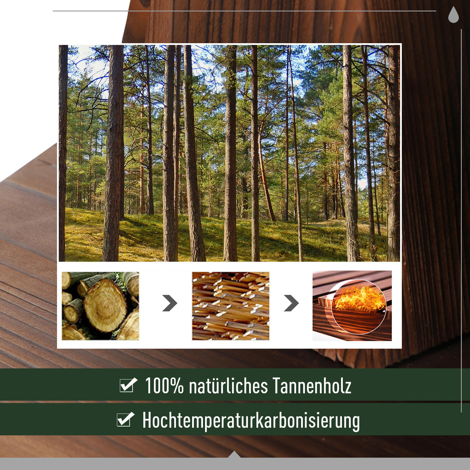 Outsunny Holzfass-Brunnen schwarz B/H/L:...
