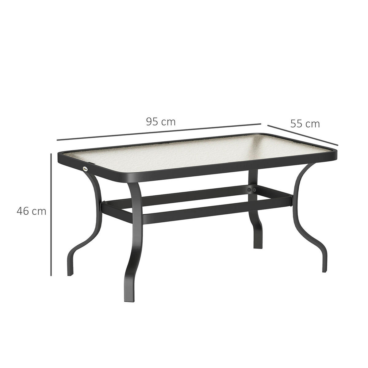 Outsunny Couchtisch schwarz Metall B/H/L: ca. 55x46x95 cm Couchtisch - schwarz (95,00/55,00/46,00cm) - Outsunny