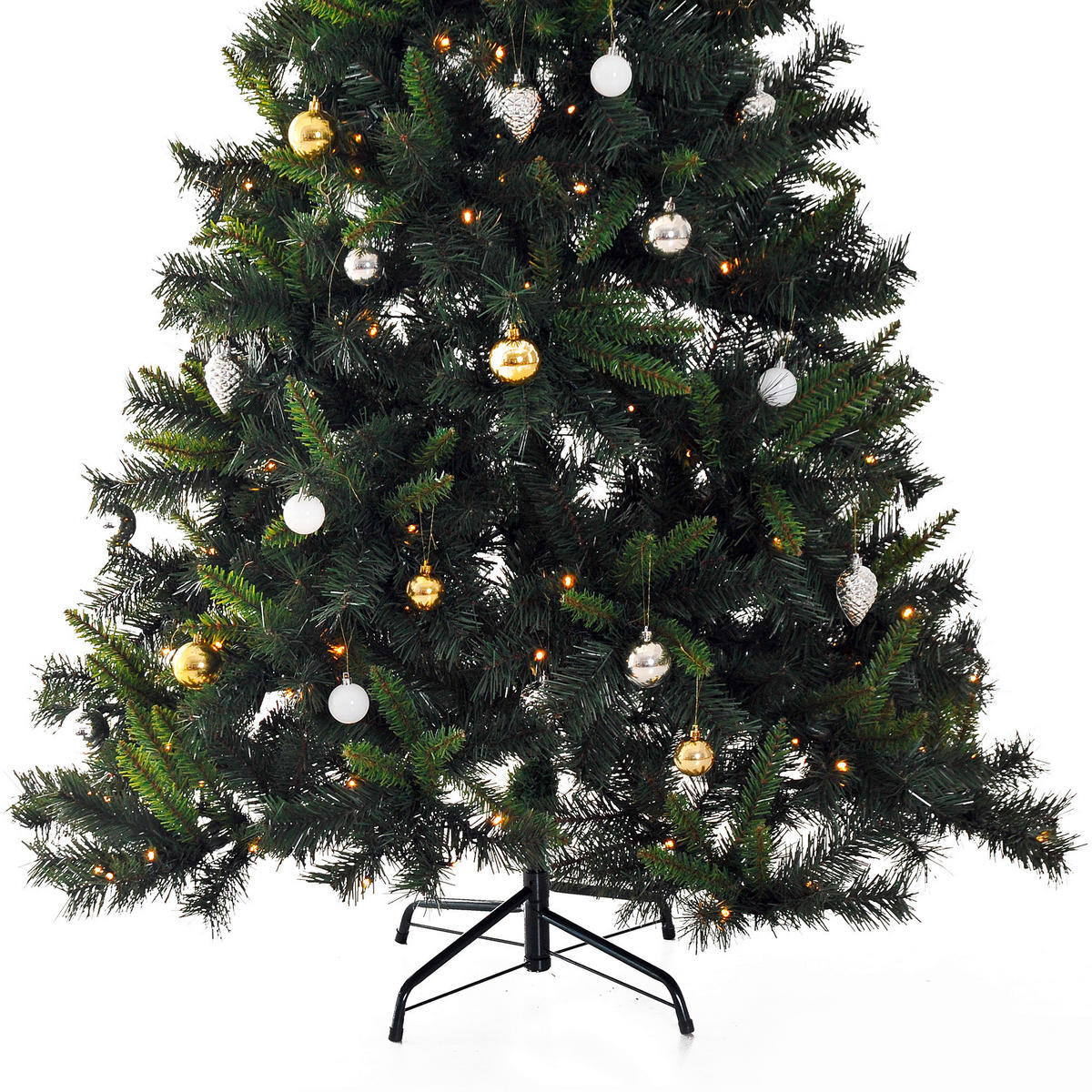 HOMCOM Tannenbaum grün Metall H/D: ca. 180x112 cm Tannenbaum_inkl.Christbaumkugeln - grün (112,00/180,00cm) - HOMCOM