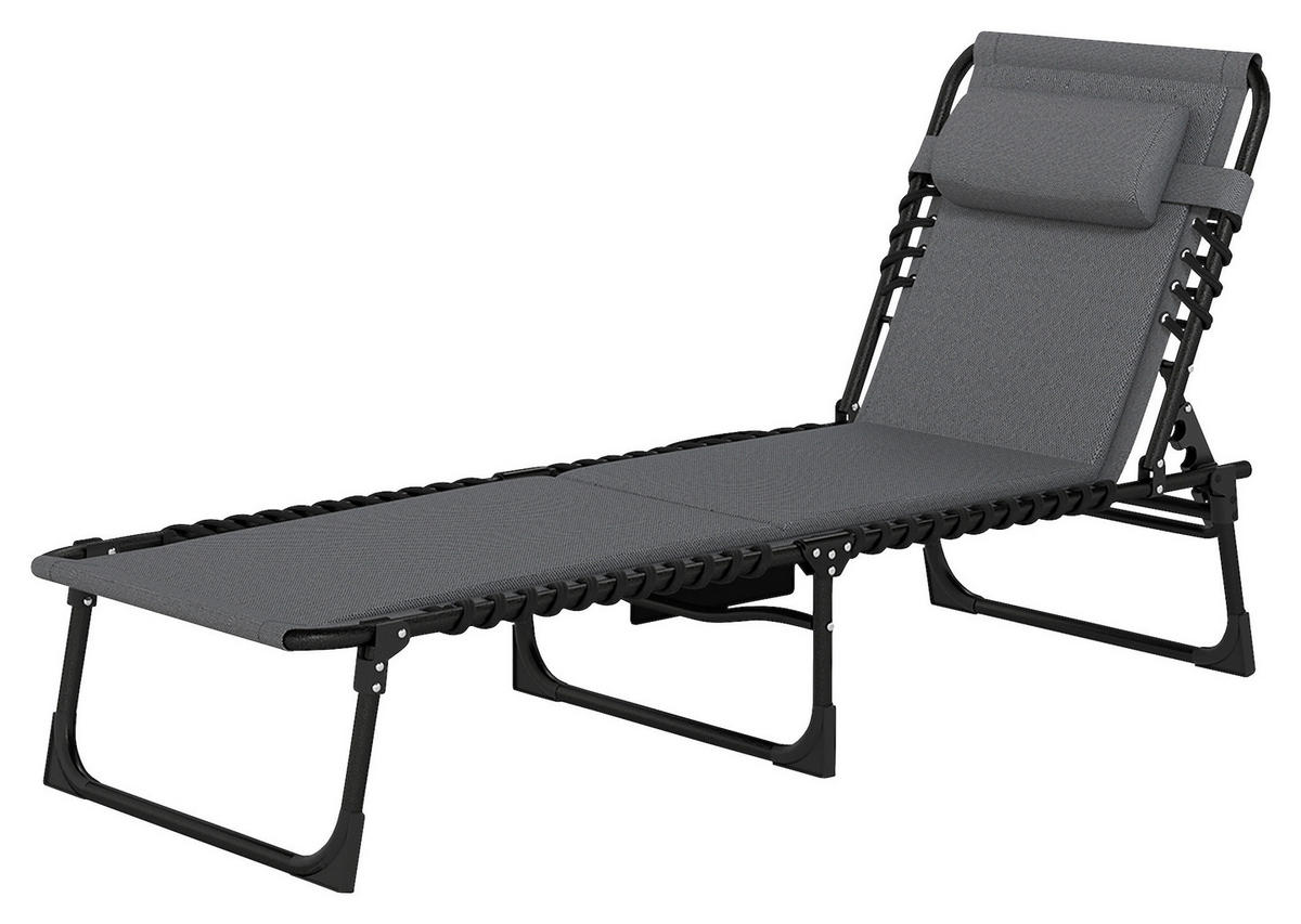 Outsunny Sonnenliege dunkelgrau Stahl B/H/L: ca. 68x36x189 cm Sonnenliege - dunkelgrau (189,00/68,00/36,00cm) - Outsunny