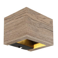 GLOBO LED-Wandleuchte schwarz dunkelbraun MDF Metall B/H: ca. 13,2x9,8 cm ALINA - dunkelbraun/schwarz (13,20/9,80cm) - GLOBO