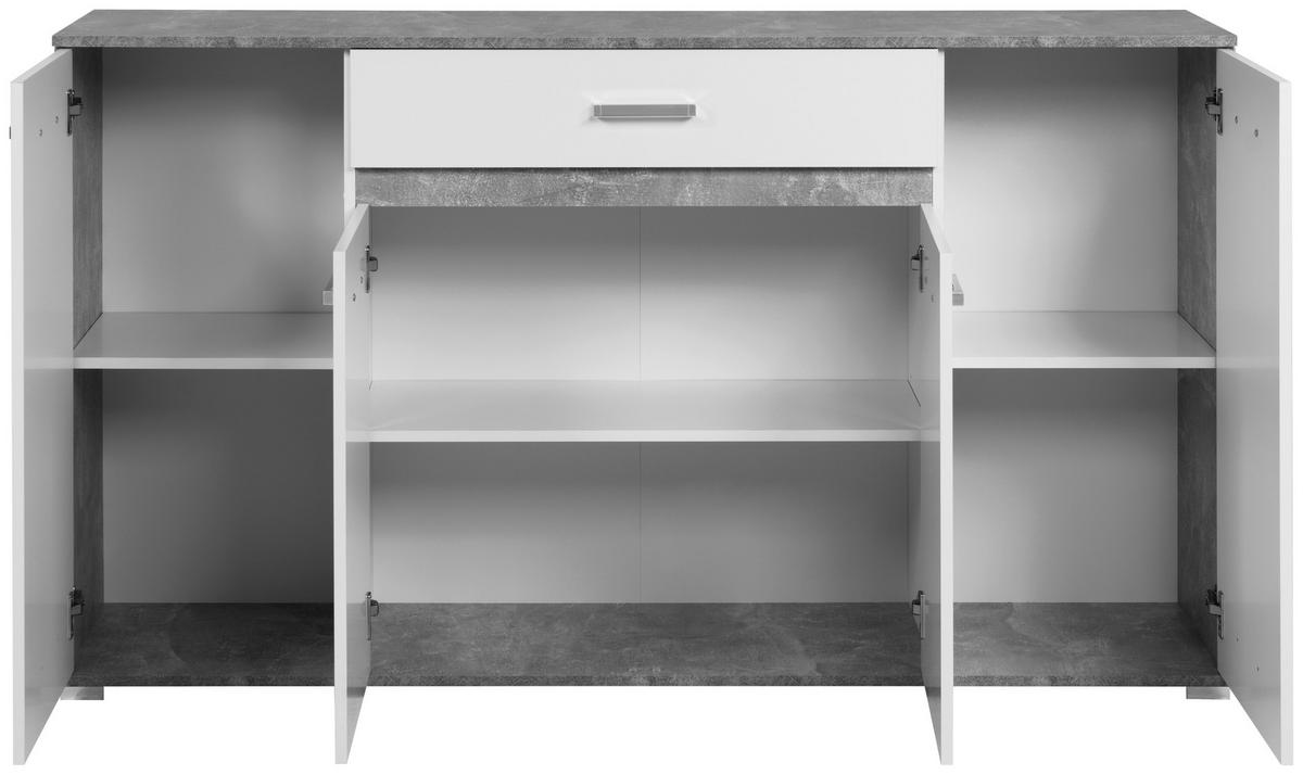 Sideboard Volos Beton Optik weiß B/H/T: ca. 160x90x38 cm Volos - weiß (160,00/90,00/38,00cm)