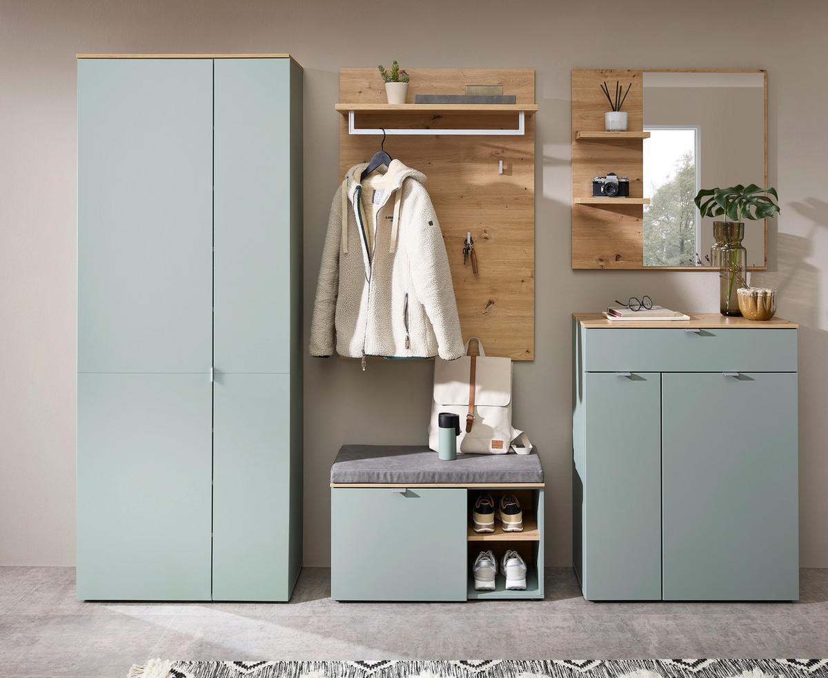 Garderobenschrank Bari salbei Eiche Artisan Nachbildung B/H/T: ca. 78x202x38 cm Bari - Eiche/salbei (78,00/202,00/38,00cm)