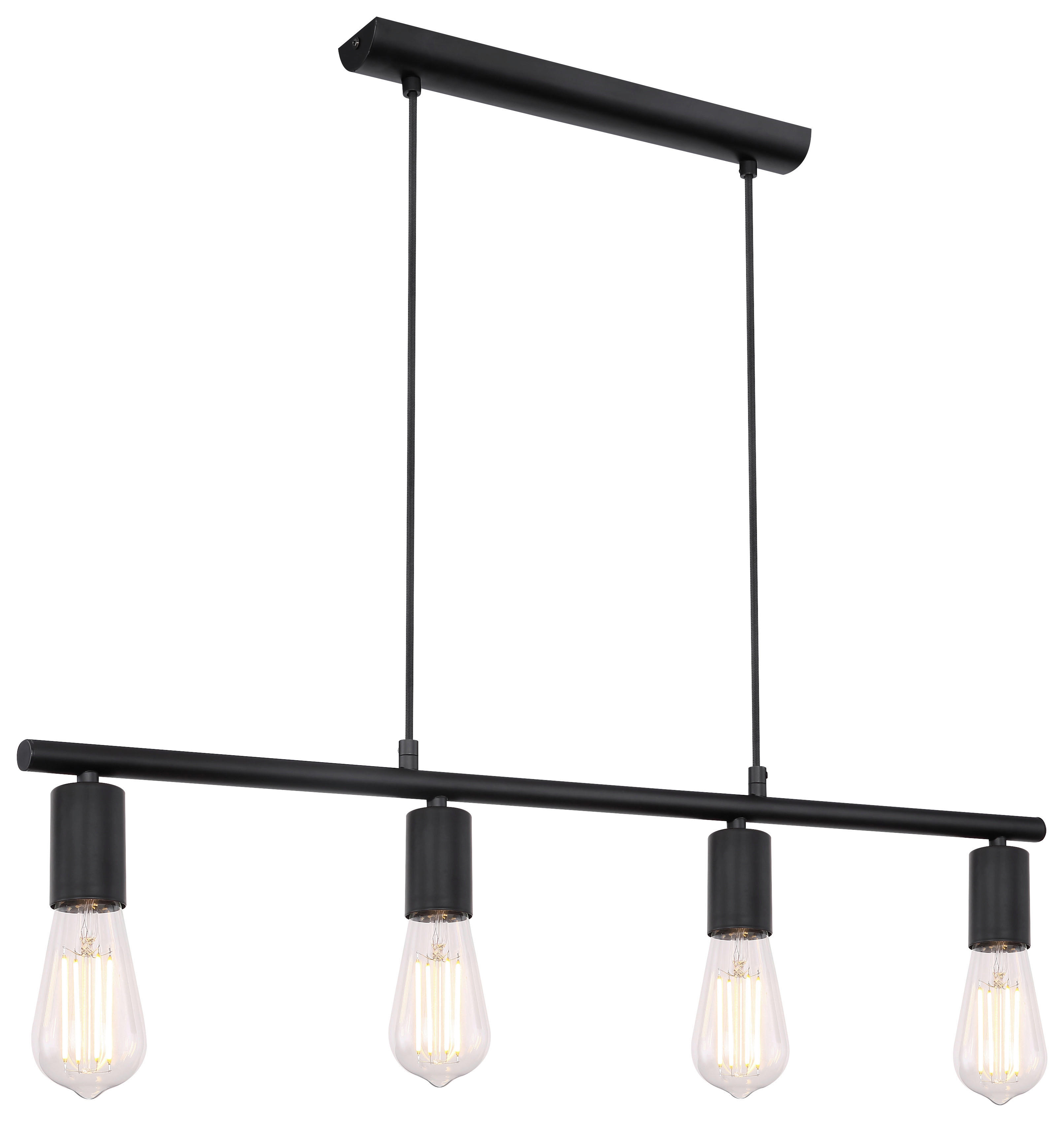 GLOBO Pendelleuchte MARTHA 54008-4H schwarz Metall B/H/L: ca. 5,2x120x80 cm E27 4 Brennstellen MARTHA - schwarz (80,00/5,20/120,00cm) - GLOBO
