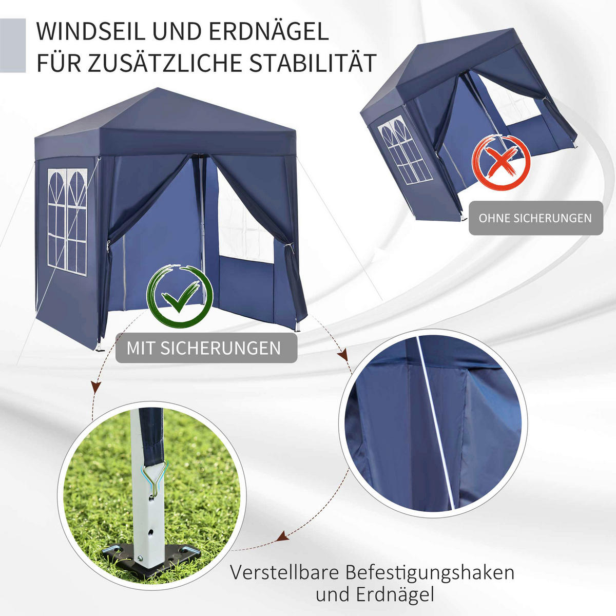 Outsunny Faltpavillon blau Stoff B/H/L: ca. 200x240x200 cm Faltpavillon - blau (200,00/200,00/240,00cm) - Outsunny