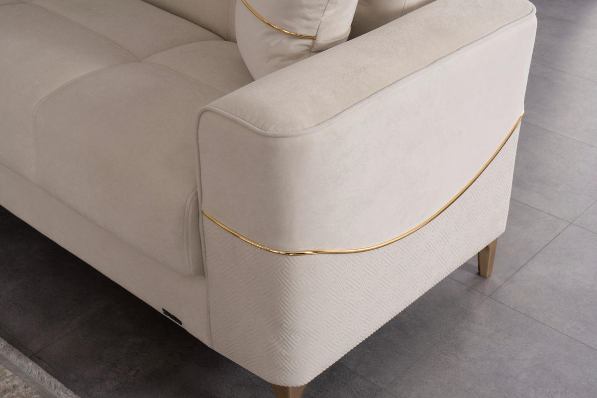Sofa 3-2-1 Salda beige Microfaser Salda - gold/beige