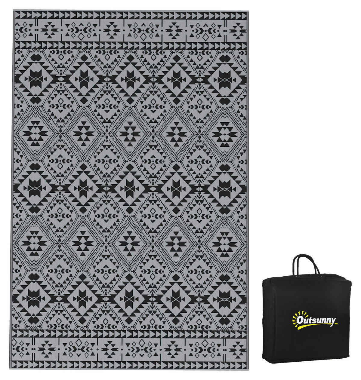 Outsunny Outdoor-Teppich grau B/H/L: ca. 274x182x0,3 cm Outdoor-Teppich - schwarz/grau (0,30/274,00/182,00cm) - Outsunny