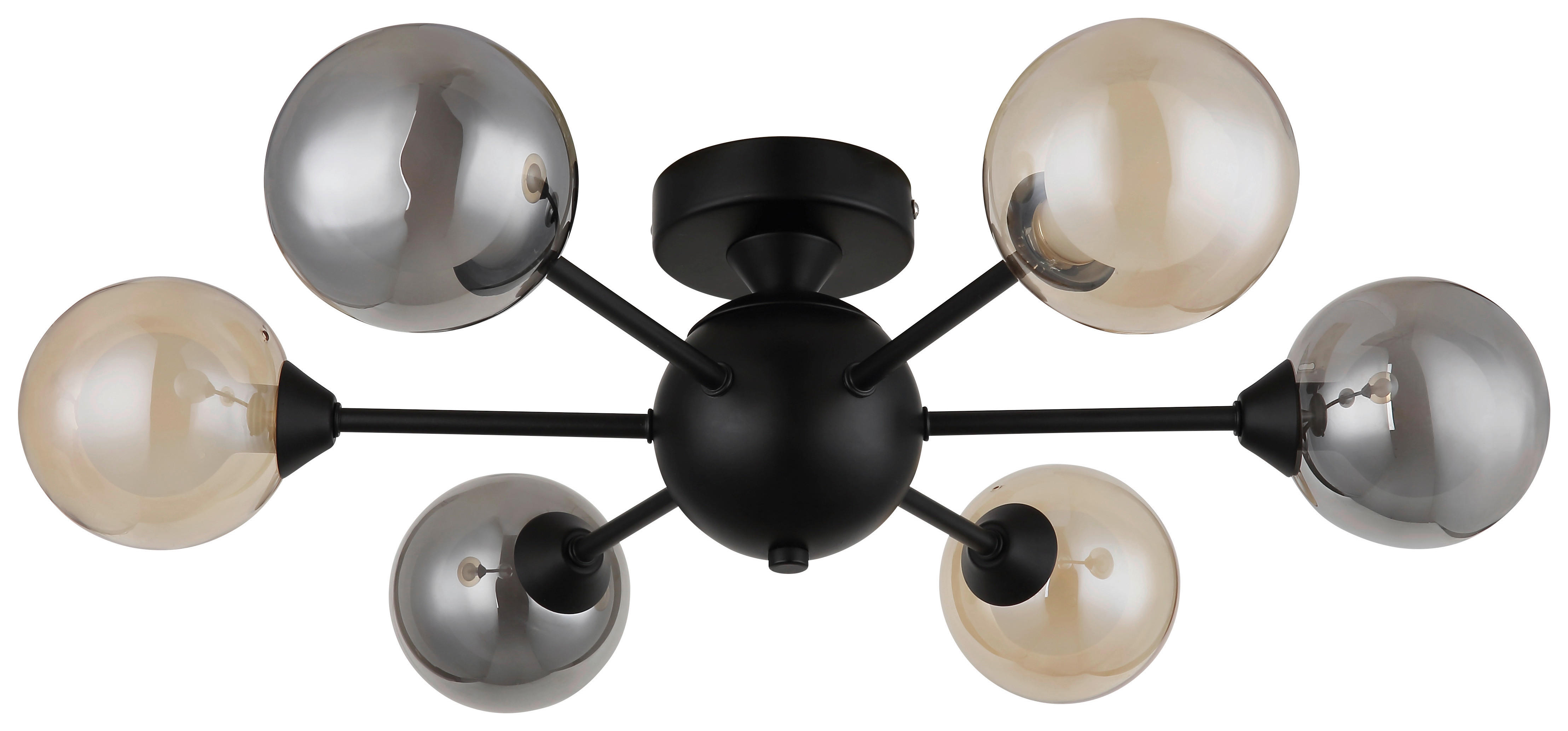 GLOBO Deckenventilator schwarz Rauch Metall B/H/L: ca. 45x21x45 cm Deckenleuchte-Roland - schwarz/Rauch (45,00/45,00/21,00cm) - GLOBO