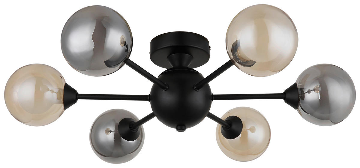 GLOBO Deckenventilator schwarz Rauch Metall B/H/L: ca. 45x21x45 cm Deckenleuchte-Roland - schwarz/Rauch (45,00/45,00/21,00cm) - GLOBO