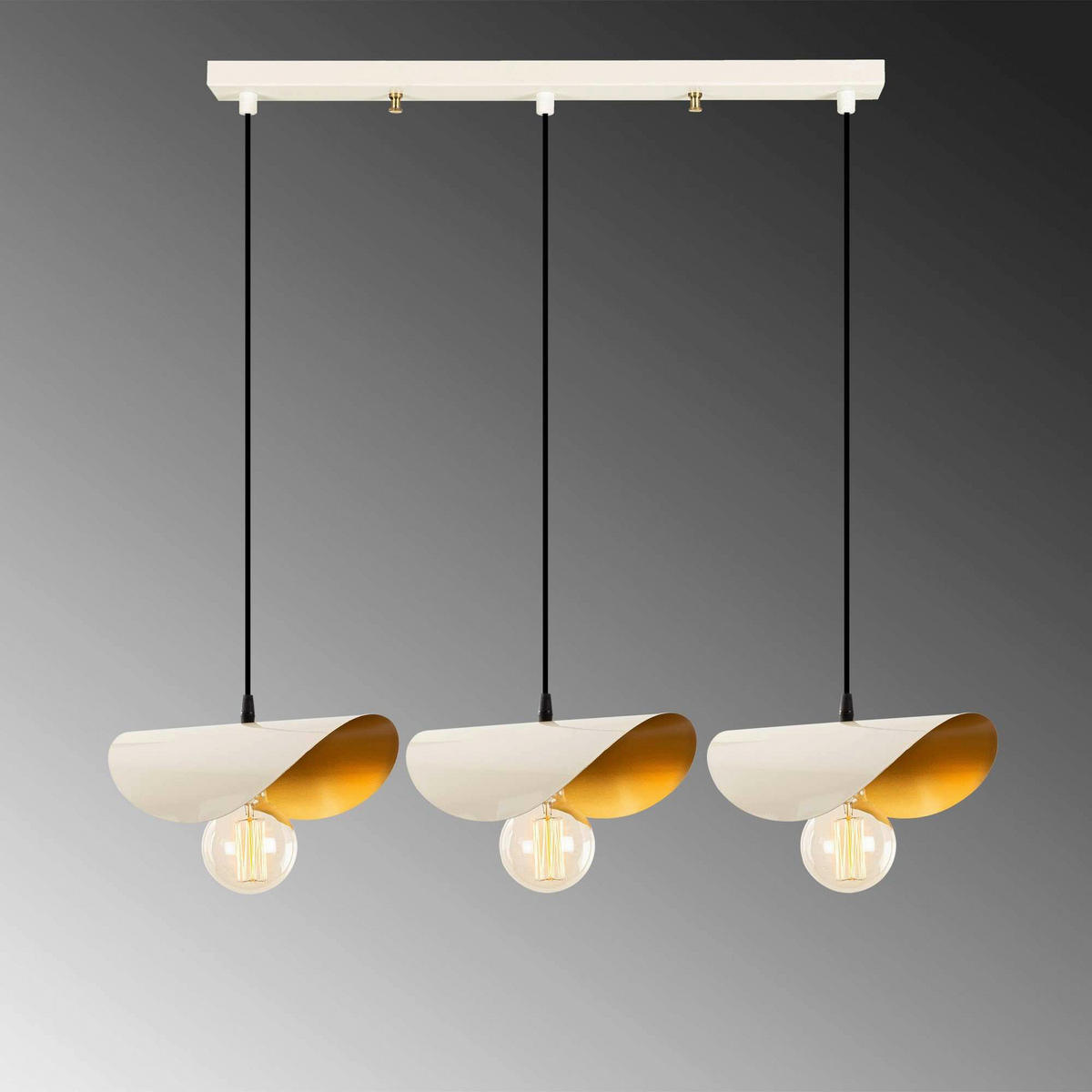 Opviq Pendelleuchte Sivani weiß gold Eisen B/H/T/L: ca. 17x106x17x80 cm E27 3 Brennstellen Sivani - gold/weiß (80,00/17,00/106,00cm) - Opviq