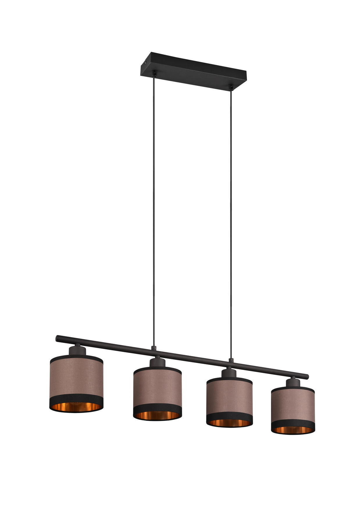 Reality Pendelleuchte R31554041 Davos schwarz taupe Stoff Metall B/H/T/D: ca. 75x150x12x12 cm E14 4 Brennstellen Davos - schwarz/taupe (75,00/150,00/12,00cm) - Reality