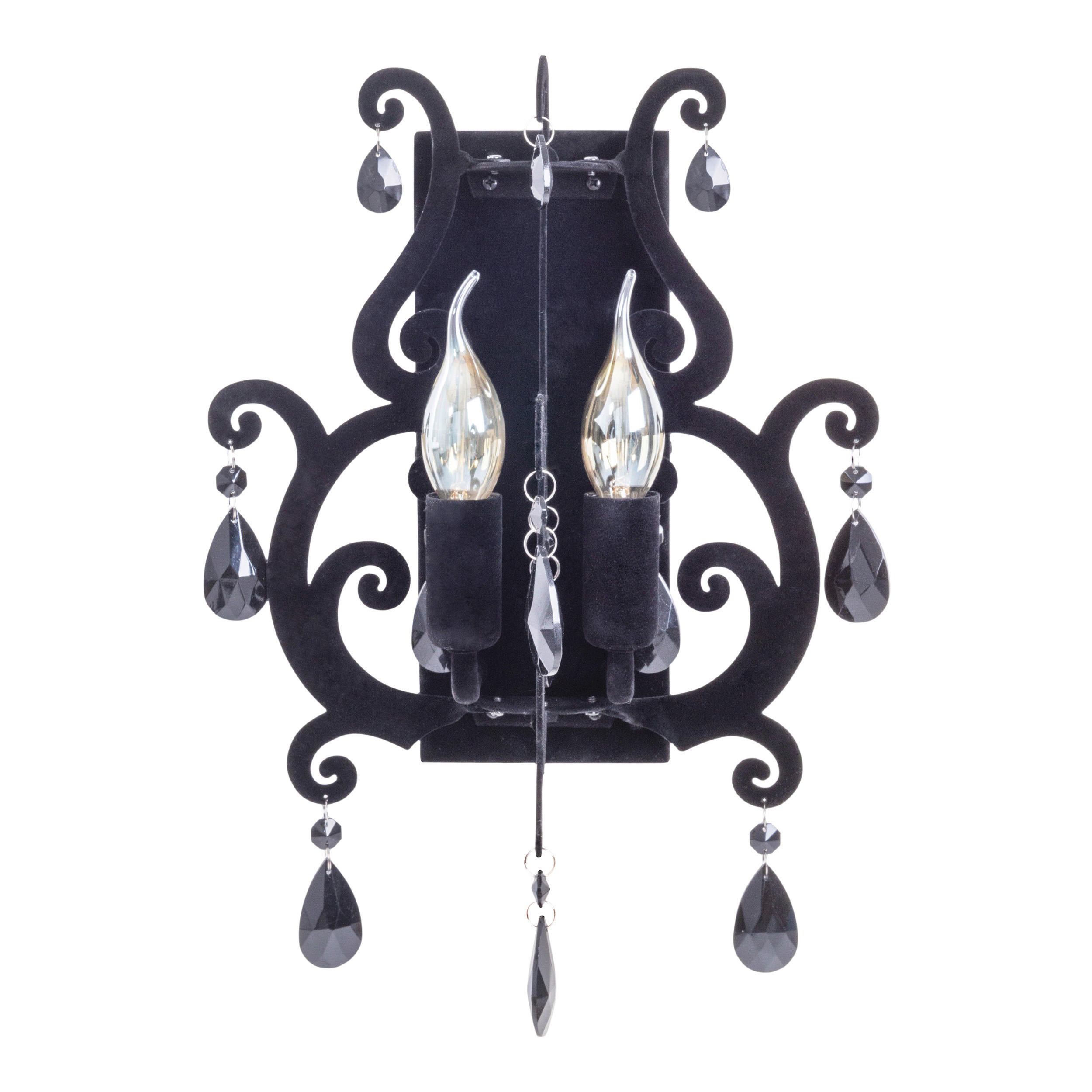 Näve Leuchten Wandleuchte 183122 schwarz Glas Metall B/H/T: ca. 30x40x20 cm E14 2 Brennstellen Black Velvet - schwarz (30,00/40,00/20,00cm) - Näve Leuchten
