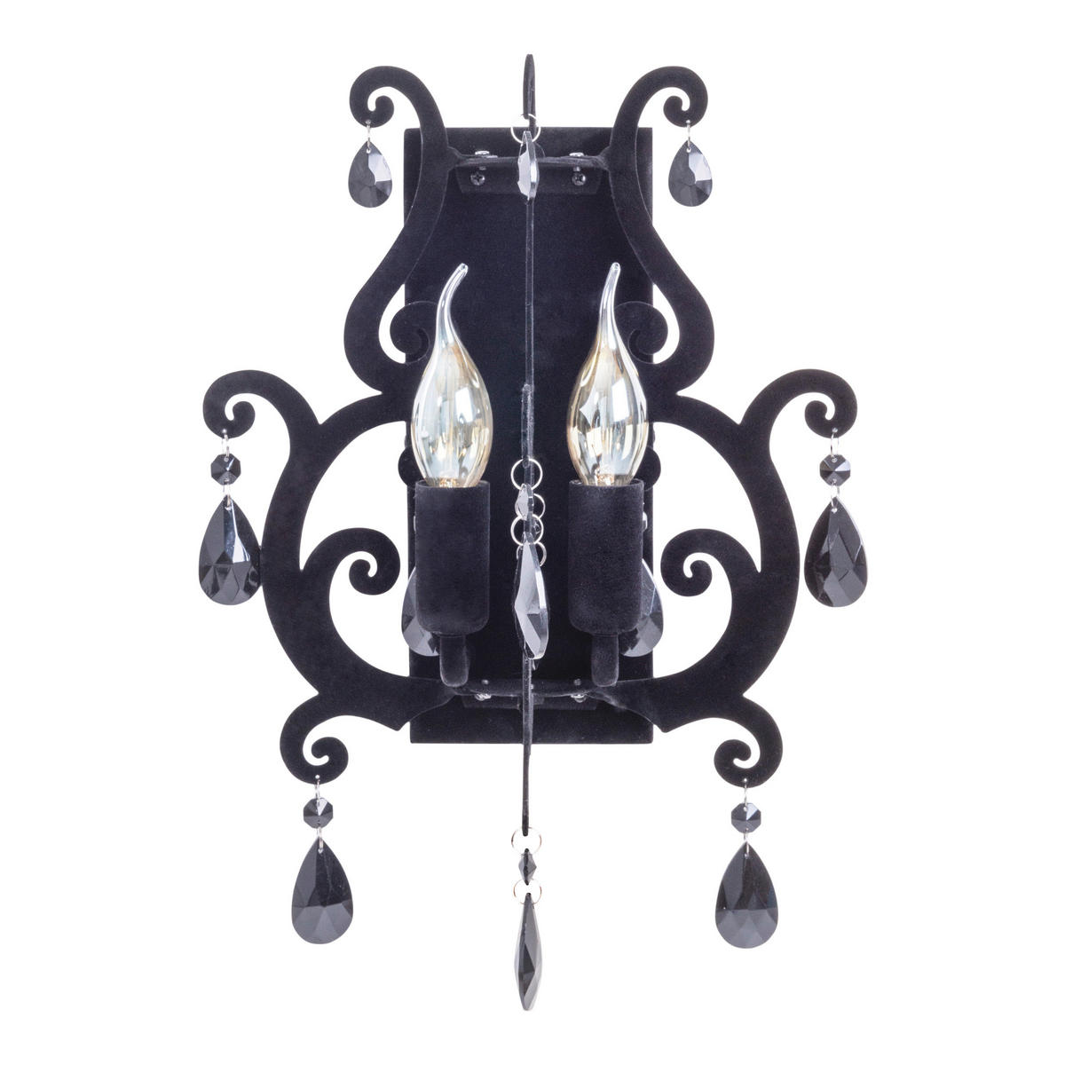 Näve Leuchten Wandleuchte 183122 schwarz Glas Metall B/H/T: ca. 30x40x20 cm E14 2 Brennstellen Black Velvet - schwarz (30,00/40,00/20,00cm) - Näve Leuchten