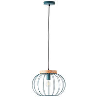 Brilliant Pendelleuchte Sorana 99234/73 türkis natur Metall Holz B/H/T: ca. 35,5x130x35,5 cm E27 1 Brennstellen Pendelleuchte Sorana 99234/73 - natur/türkis (35,50/130,00/35,50cm) - Brilliant