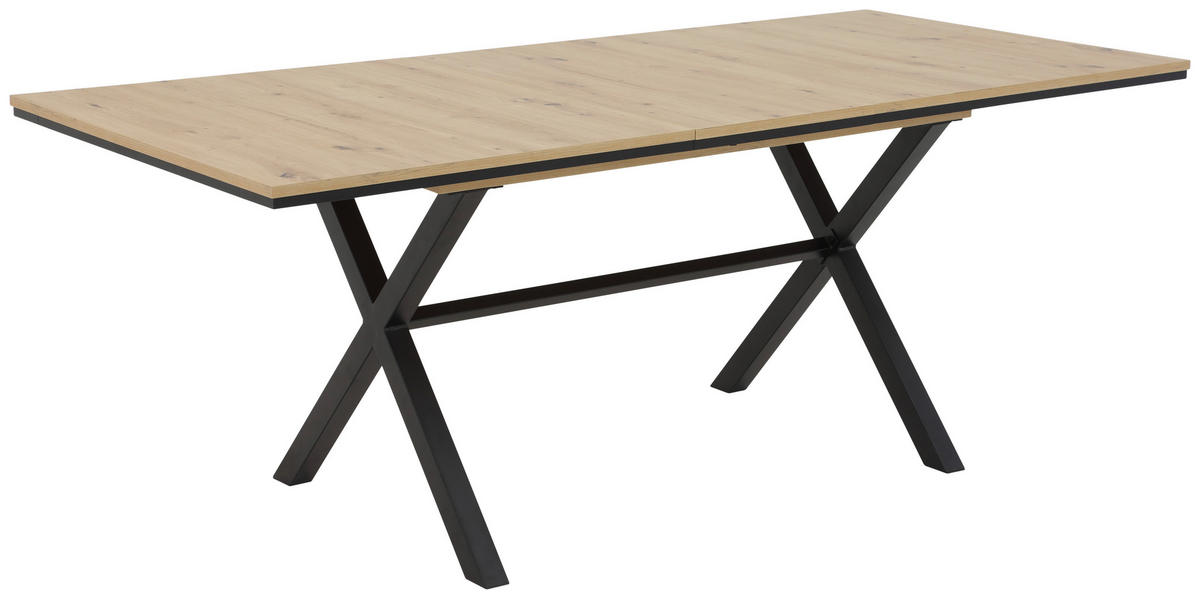 Esstisch KARINA Eiche Artisan Nachbildung schwarz pulverbeschichtet B/H/T: ca. 160x76x90 cm KARINA - Eiche/schwarz (160,00/76,00/90,00cm) - Hela
