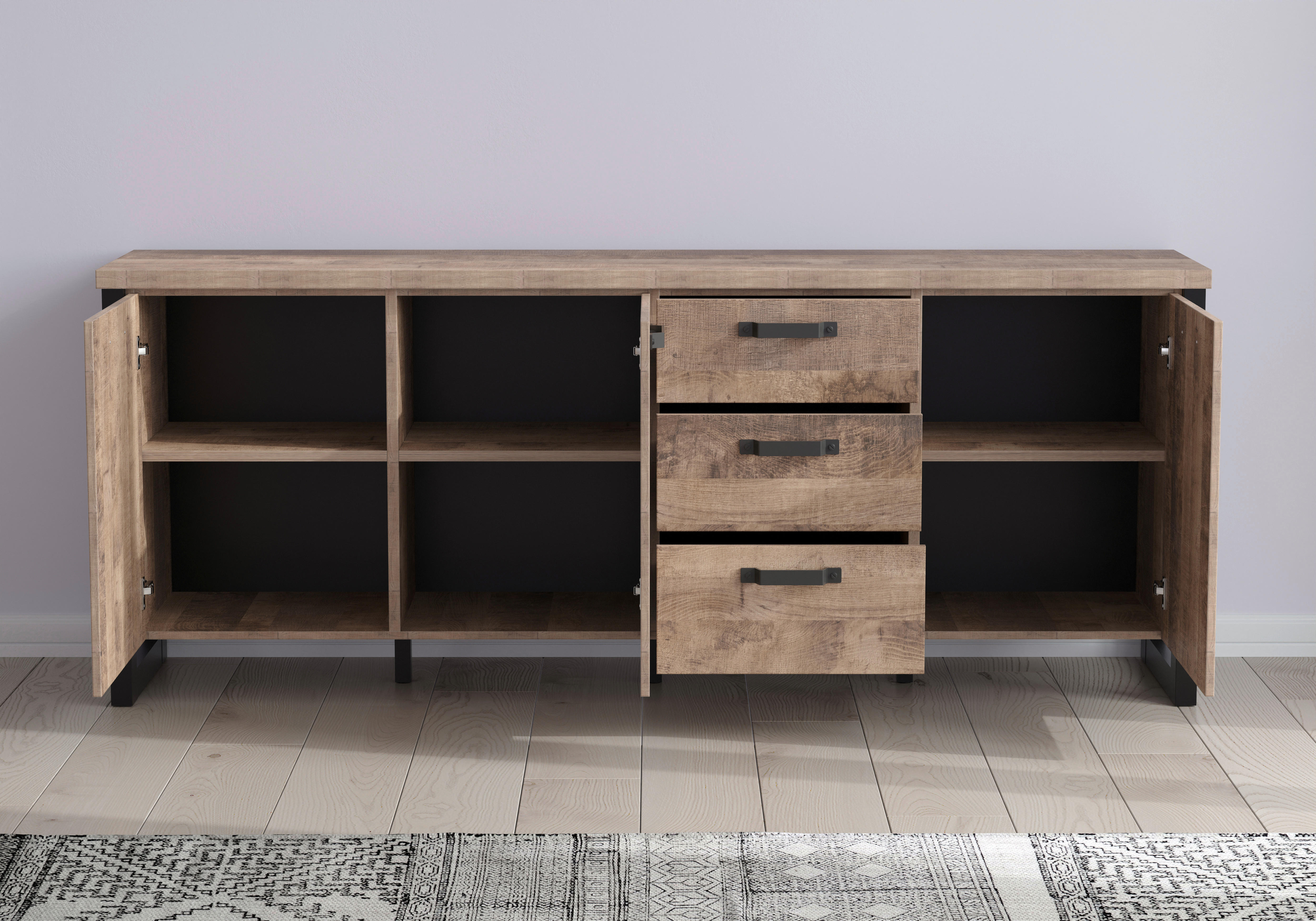 Sideboard Emile Eiche Tabak Nachbildung B/H/T: ca. 214x86x45 cm Emile - Eiche (214,00/86,00/45,00cm) - Trendteam