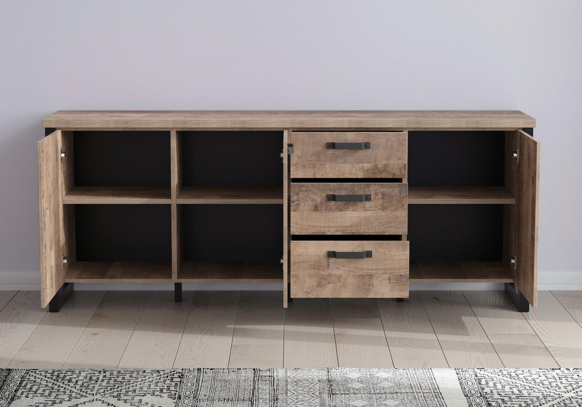 Sideboard Emile Eiche Tabak Nachbildung B/H/T: ca. 214x86x45 cm Emile - Eiche (214,00/86,00/45,00cm) - Trendteam