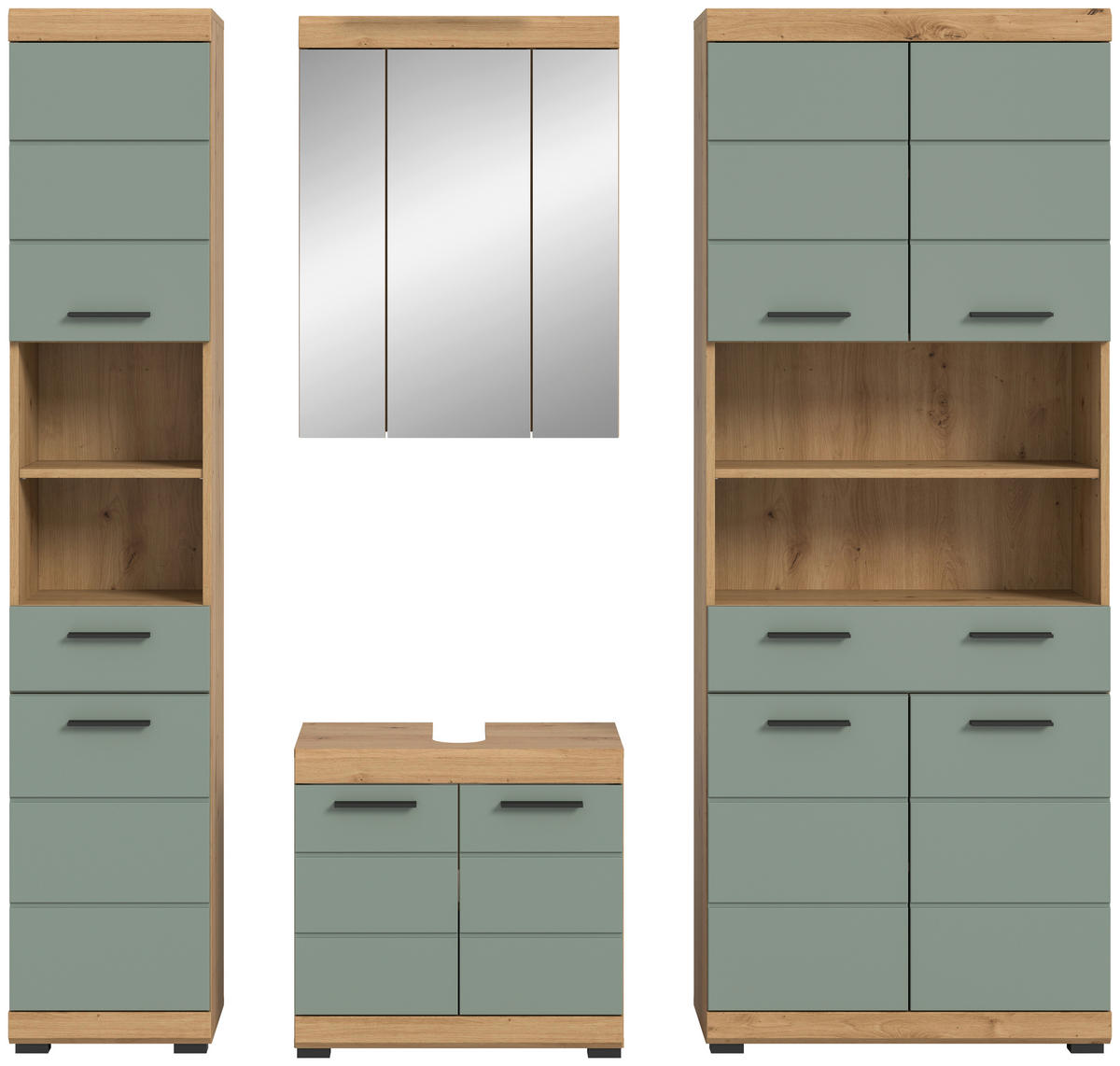 Badezimmer-Set Scout Eiche Artisan Nachbildung salbei Nachbildung B/H/T: ca. 186x191x34 cm Scout - Eiche/salbei (186,00/191,00/34,00cm) - xonox.home