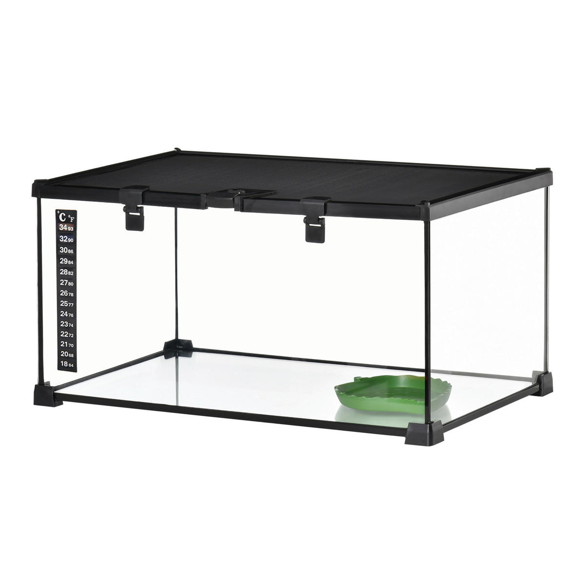 PawHut Terrarium schwarz Edelstahl B/H/L: ca. 30x50x25 cm Terrarium_für_Reptilien - schwarz (25,00/30,00/50,00cm) - PawHut