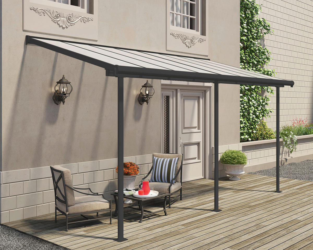 Palram Terrassendach Sierra grau Aluminium B/H/T: ca. 447x300x230 cm Sierra - grau (447,00/300,00/230,00cm) - Palram