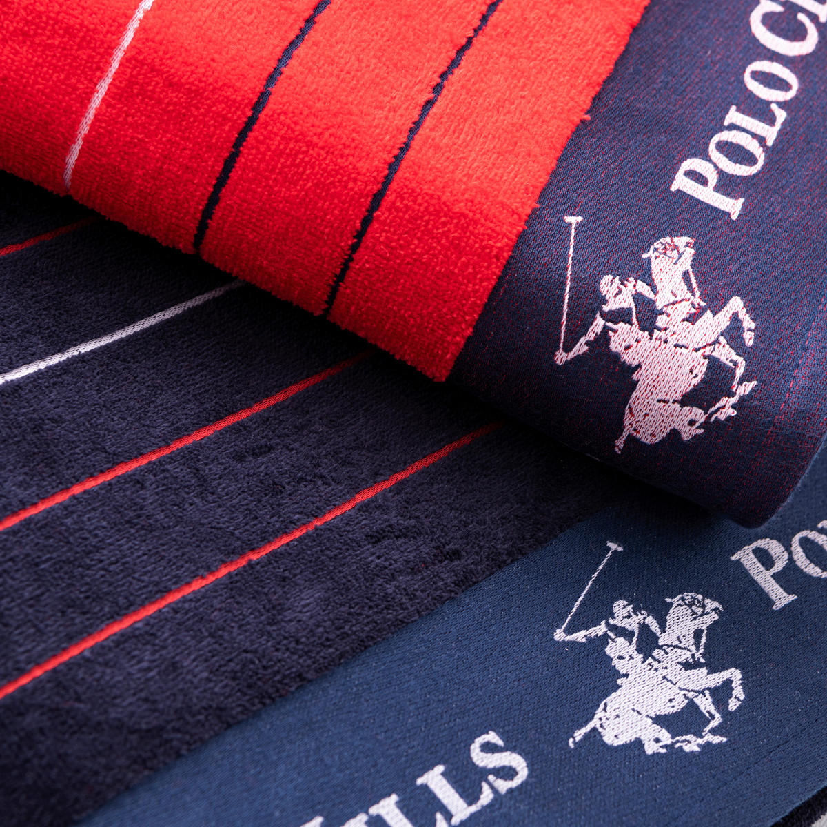 Strandtuch POLO CLUB rot Baumwolle B/L: ca. 90x160 cm POLO CLUB - blau/rot (90,00/160,00cm) - POLO CLUB