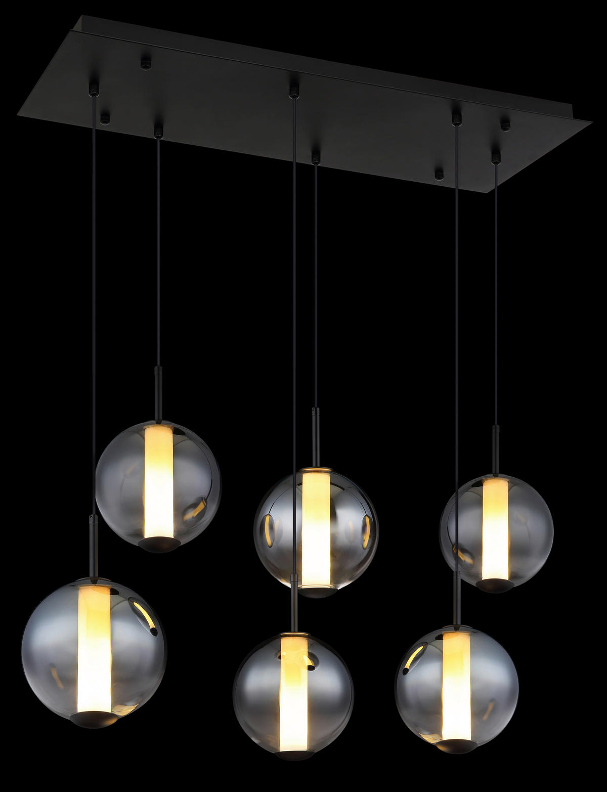 GLOBO Pendelleuchte Opal mattschwarz Rauch Metall Glas B/H: ca. 100x120 cm 1.0 Brennstellen Lacy - Opal/mattschwarz (100,00/120,00cm) - GLOBO