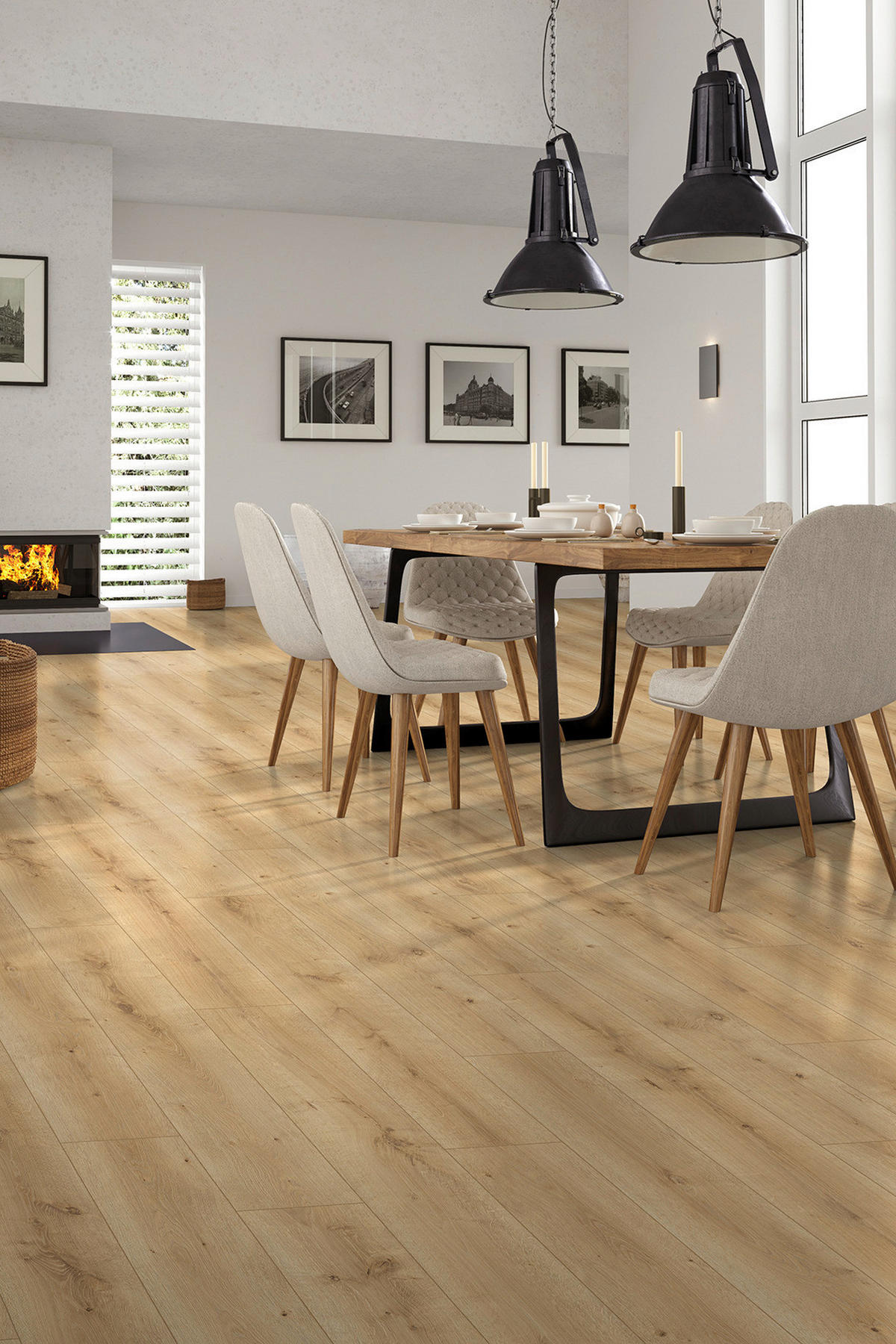 Laminatboden Eiche Select ca. 2,467 m² im Paket  B/L: ca. 19,4x128,6 cm pro Paket Eiche Select ca. 2,467 m² im Paket - (19,40/128,60cm)