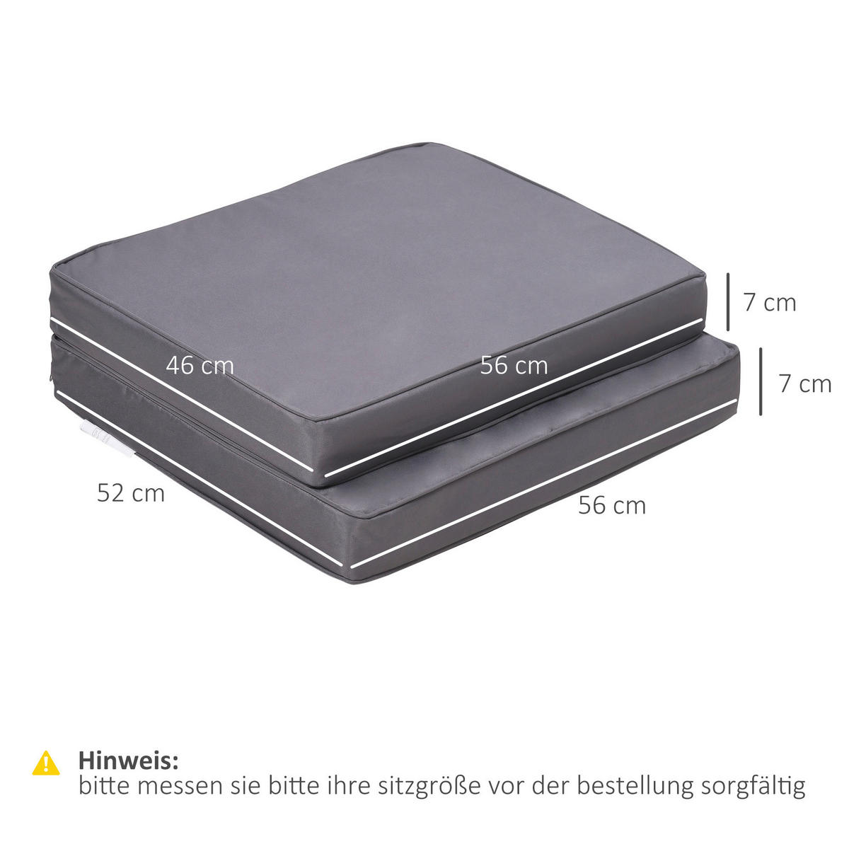 Outsunny Sitzkissen-Set hellgrau Polyester B/H/L: ca. 52x7x56 cm Sitzkissen-Set - hellgrau (56,00/52,00/7,00cm) - Outsunny