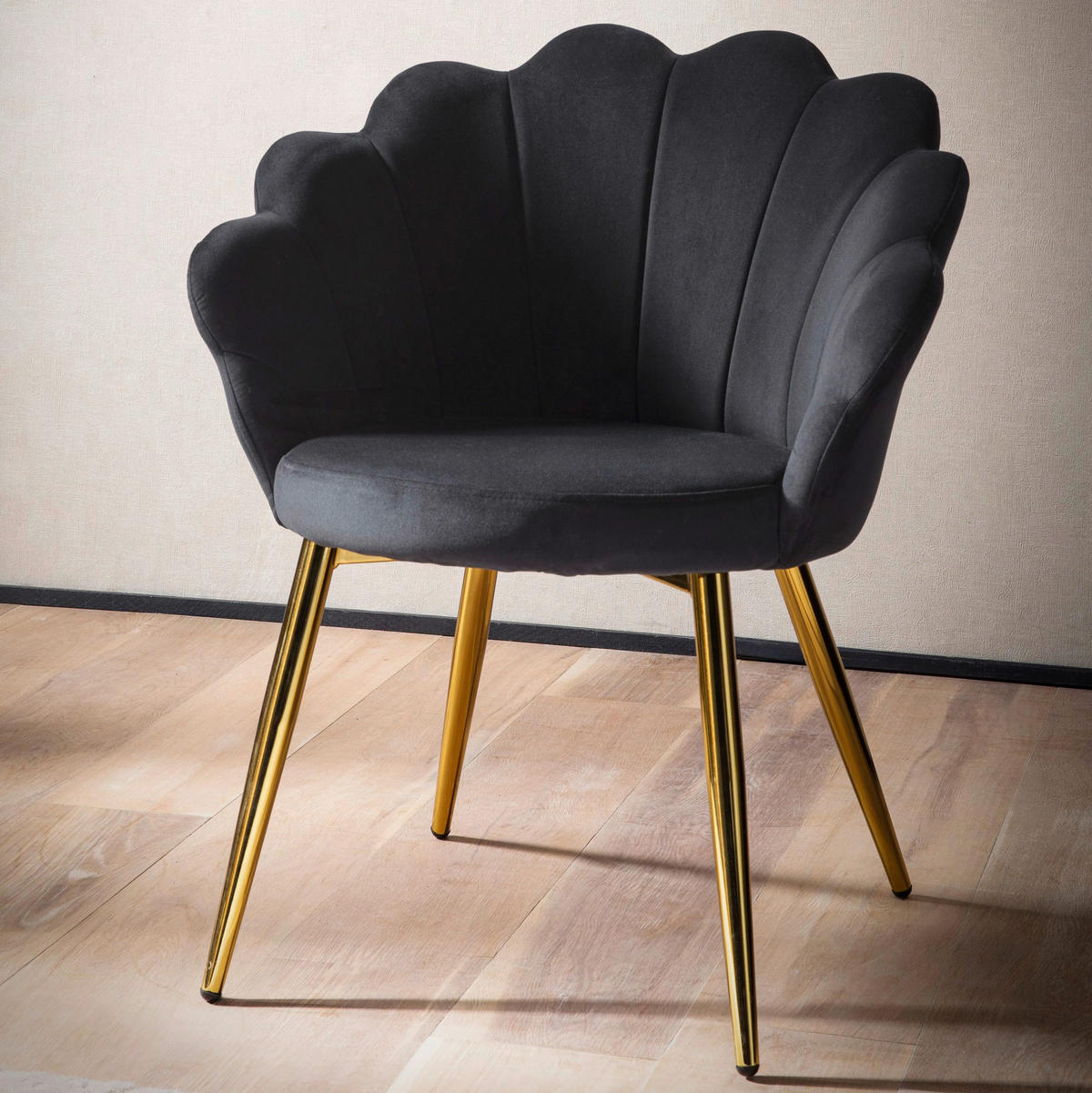 Stuhl schwarz Polyester Esszimmerstuhl - schwarz - Wohnling