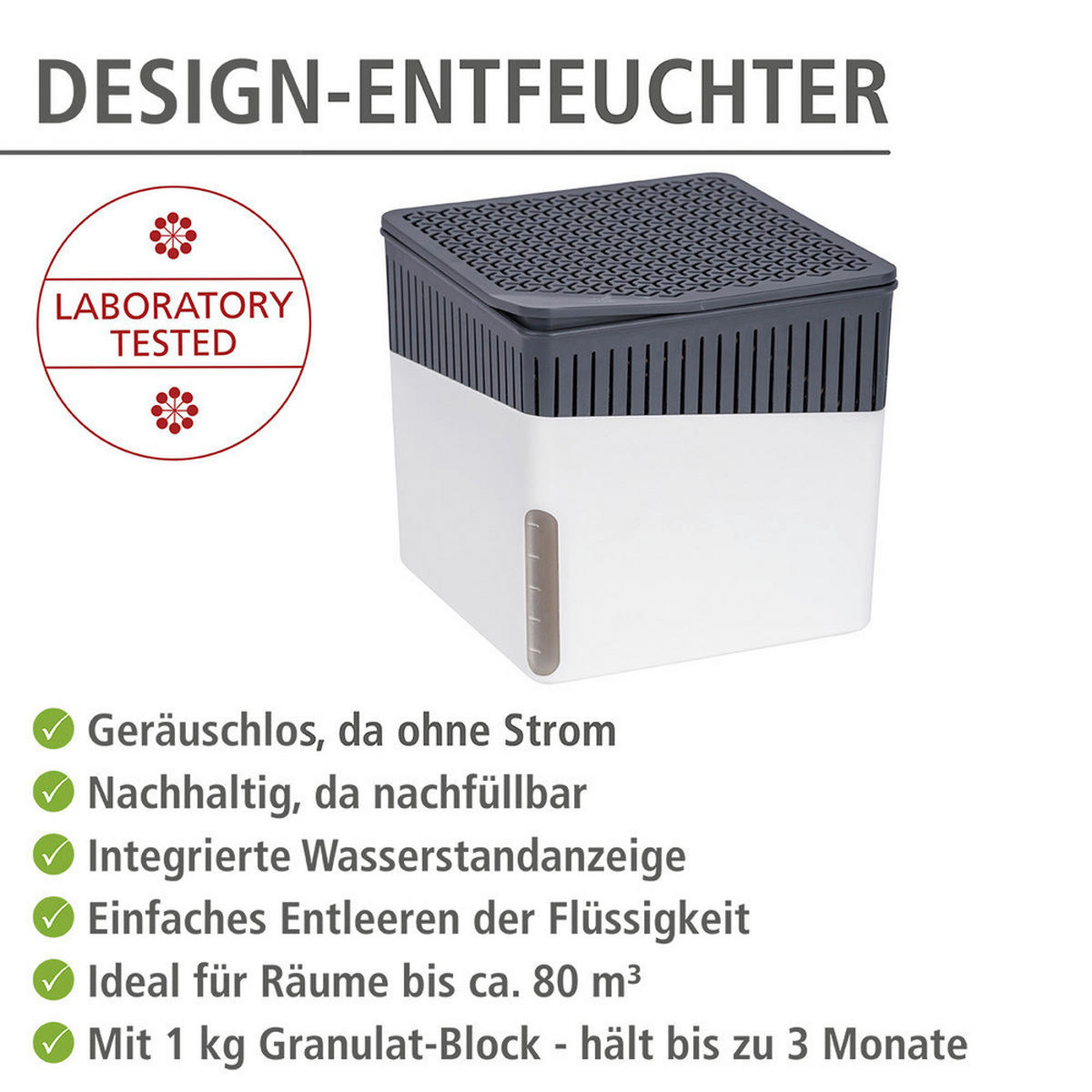 Luftentfeuchter weiß grau Kunststoff Raumentfeuchter_Cube weiß - weiß/grau (17,00/16,00/17,00cm) - Wenko