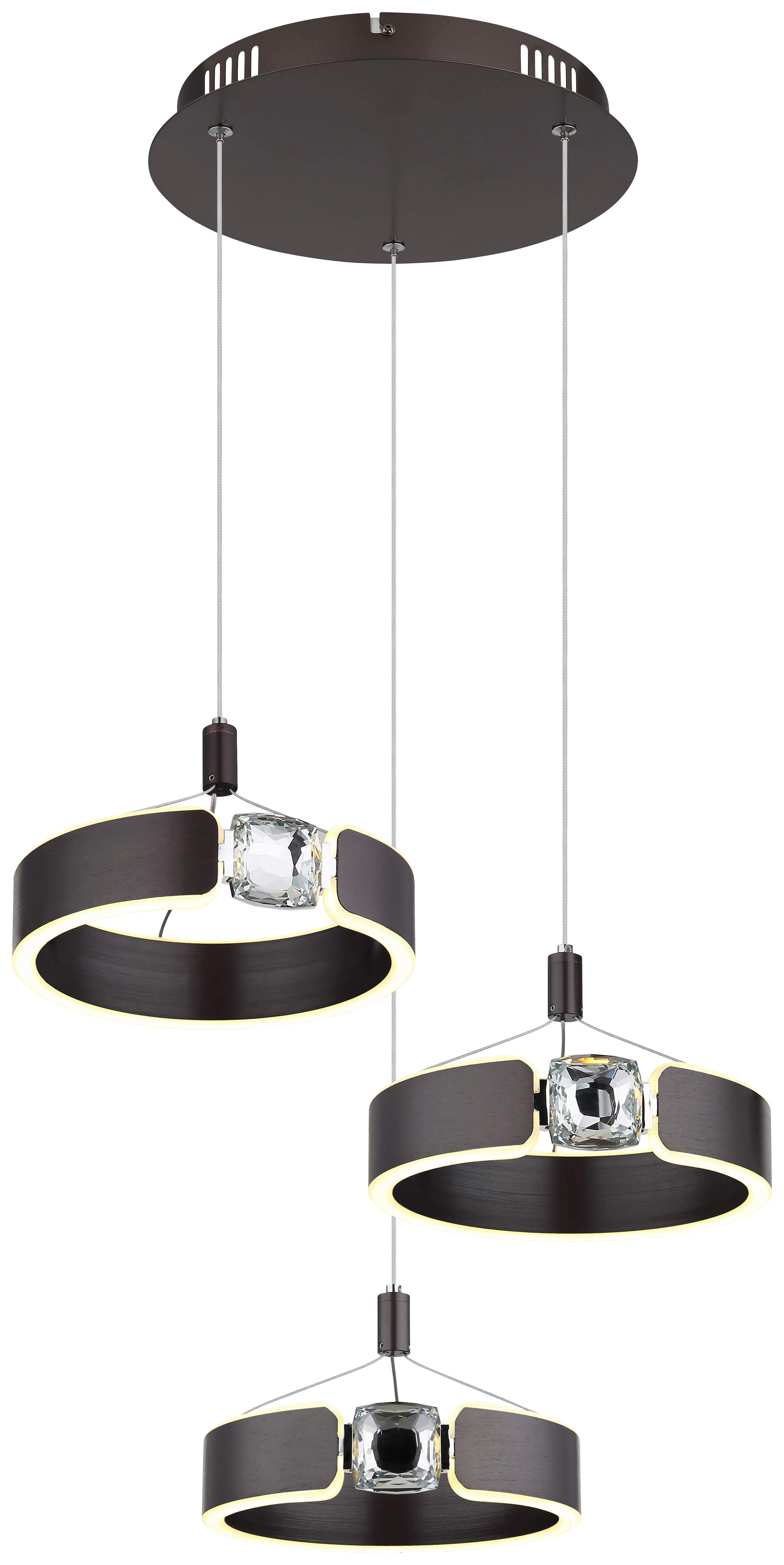 GLOBO LED-Pendelleuchte bronze Opal Metall Acryl H/L: ca. 125x44 cm LED-Pendelleuchte_Hendricks - Opal/bronze (44,00cm) - GLOBO