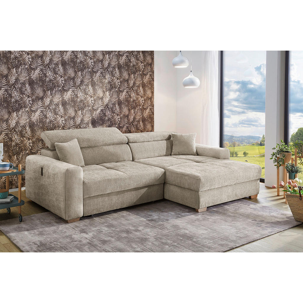 Thumbnail - Ecksofa beige Flachgewebe B/H/T: ca. 277x109x187 cm