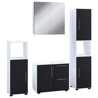 Badezimmer-Set Flandu weiß schwarz B/H/T: ca. 123x160x32 cm Flandu - weiß/schwarz (123,00/160,00/32,00cm) - VCM Möbel