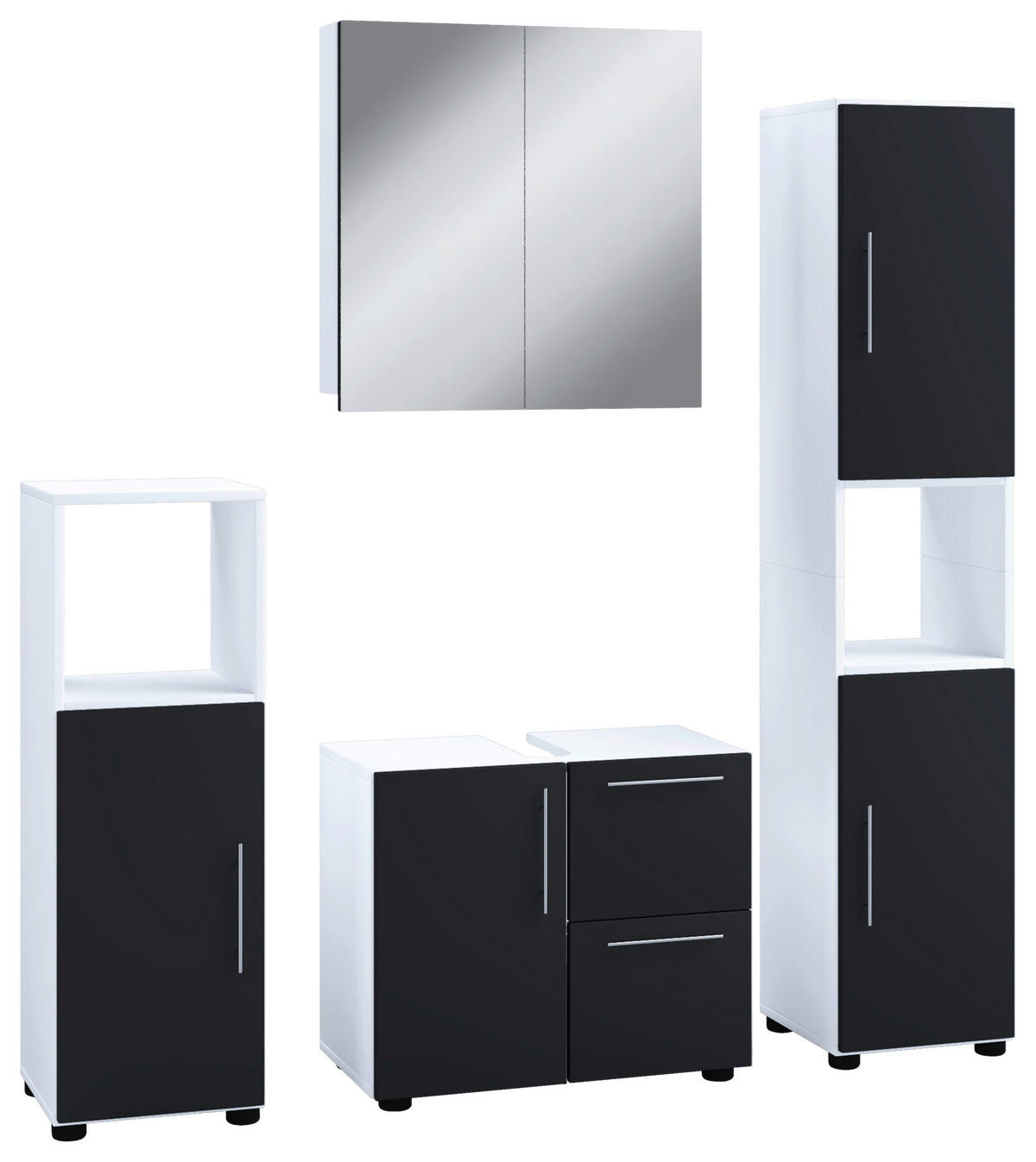 Badezimmer-Set Flandu weiß schwarz B/H/T: ca. 123x160x32 cm Flandu - weiß/schwarz (123,00/160,00/32,00cm) - VCM Möbel