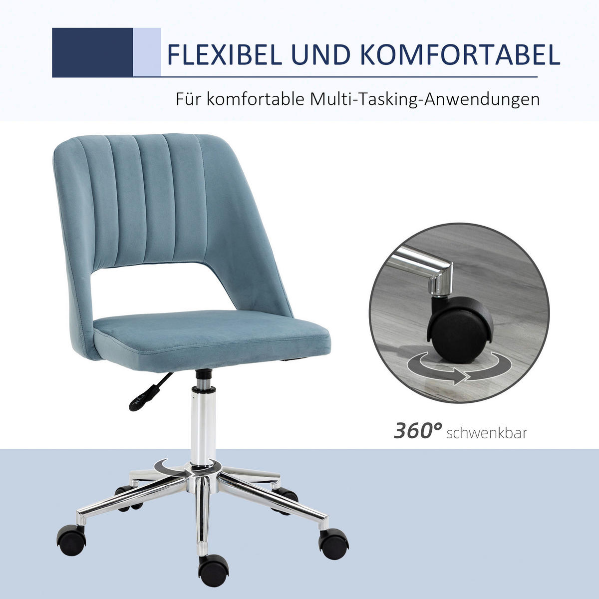Drehstuhl 921-481 blau 921-481 - blau (49,00/79,00/54,00cm) - Vinsetto
