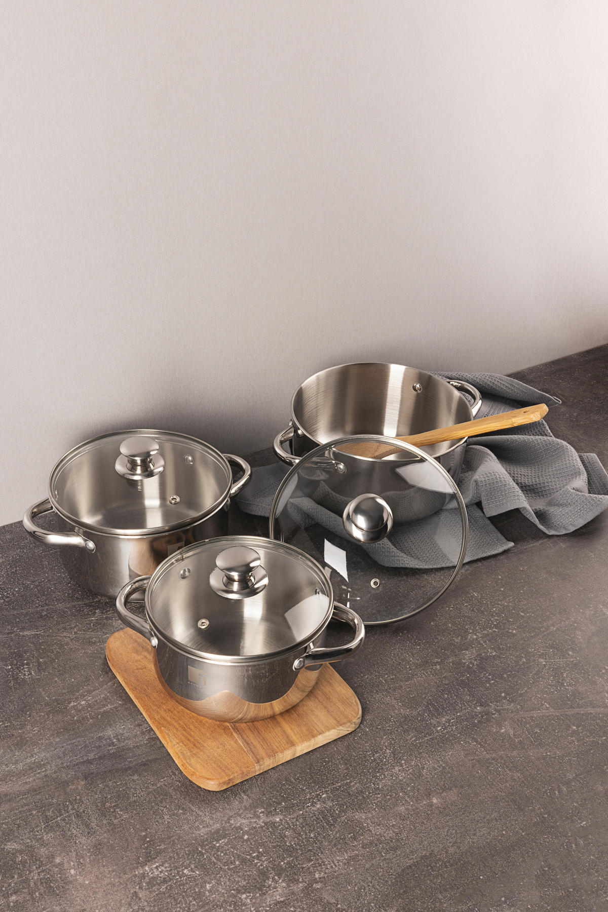 BERGNER Topfset Alea silber Edelstahl 6 tlg. Alea - silber - BERGNER