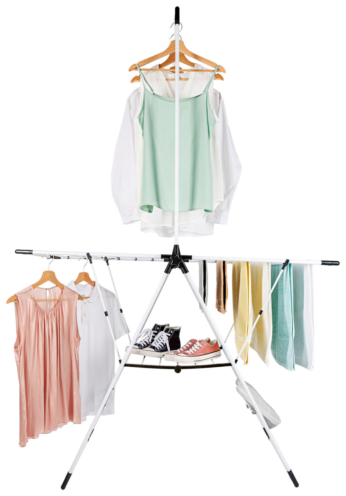 EasyMaxx Flügelwäschetrockner weiß Wäscheständer_EASYmaxx - weiß/schwarz (60,50/8,00/108,00cm) - EasyMaxx