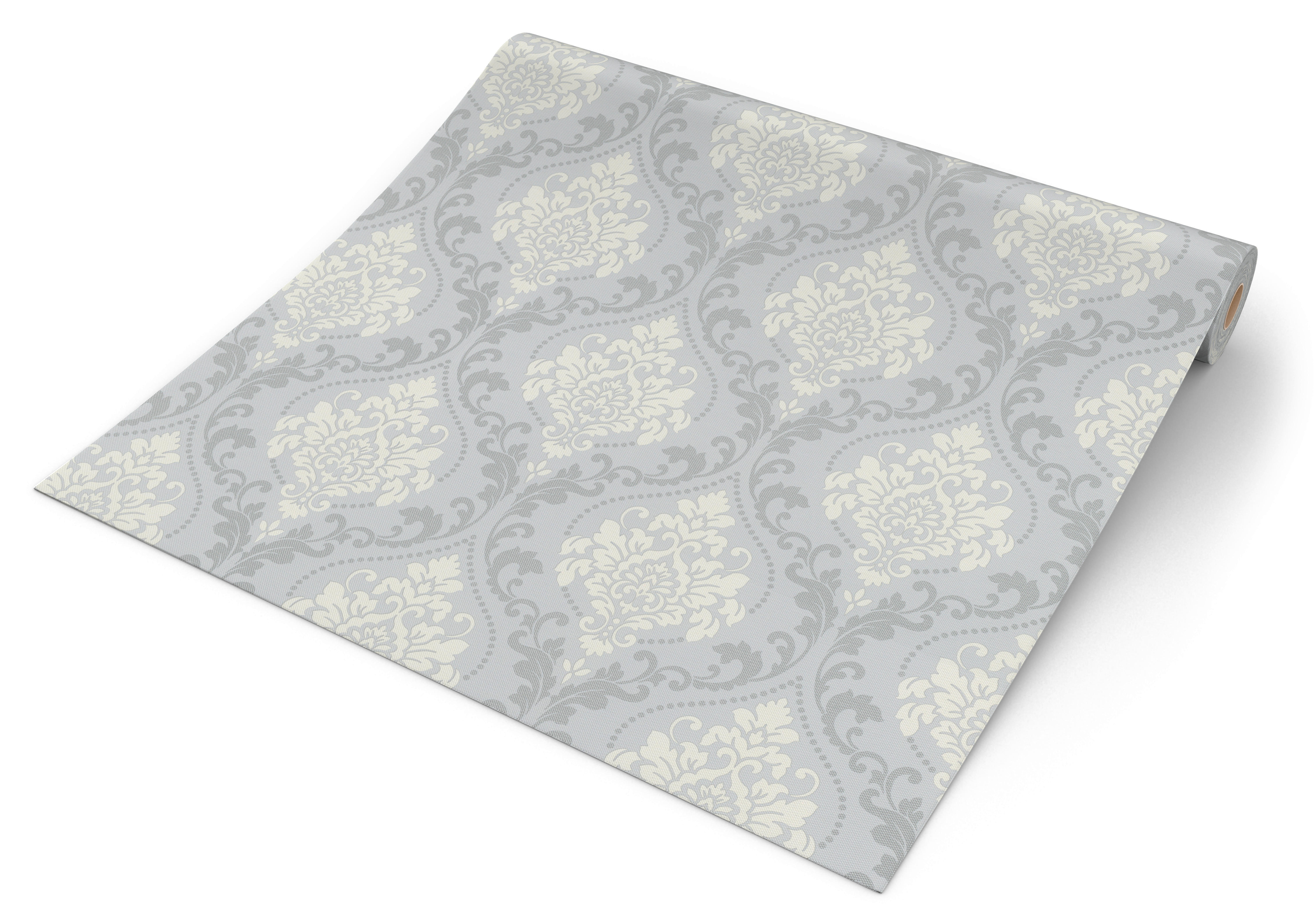 Papiertapete Ornament grau silber altweiß B/L: ca. 53x1005 cm Papiertapete_218121 - silber/grau (53,00/1005,00cm)