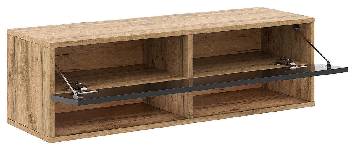 TV-Lowboard TV LOWBOARD DERBY 100 Eiche Wotan Nachbildung schwarz glänzend B/H/T: ca. 100x32,5x31,5 cm TV LOWBOARD DERBY 100 - Eiche/schwarz (100,00/32,50/31,50cm) - WIPMEB