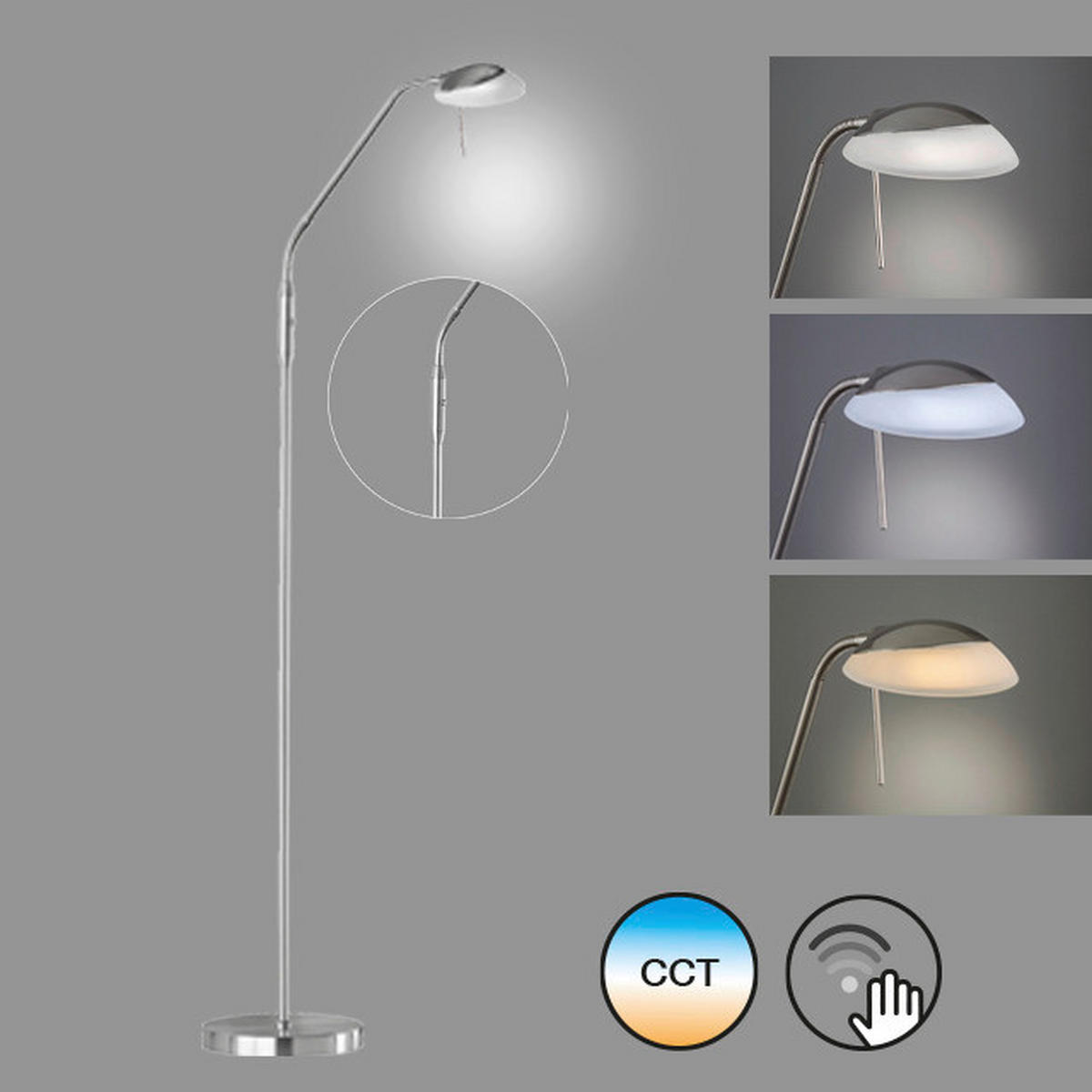 Fischer & Honsel LED-Stehleuchte 40073 weiß nickel matt Metall Glas H/D: ca. 160x23 cm 1 Brennstellen Pool TW - weiß/nickel matt (23,00/160,00cm) - Fischer & Honsel
